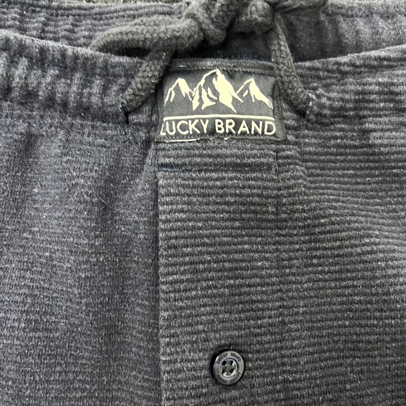Lucky Brand Lucky Brand Pajama Pants Mens L Blue Knit Sleep Lounge Drawstring Button Fly Size US 33 - 2 Thumbnail