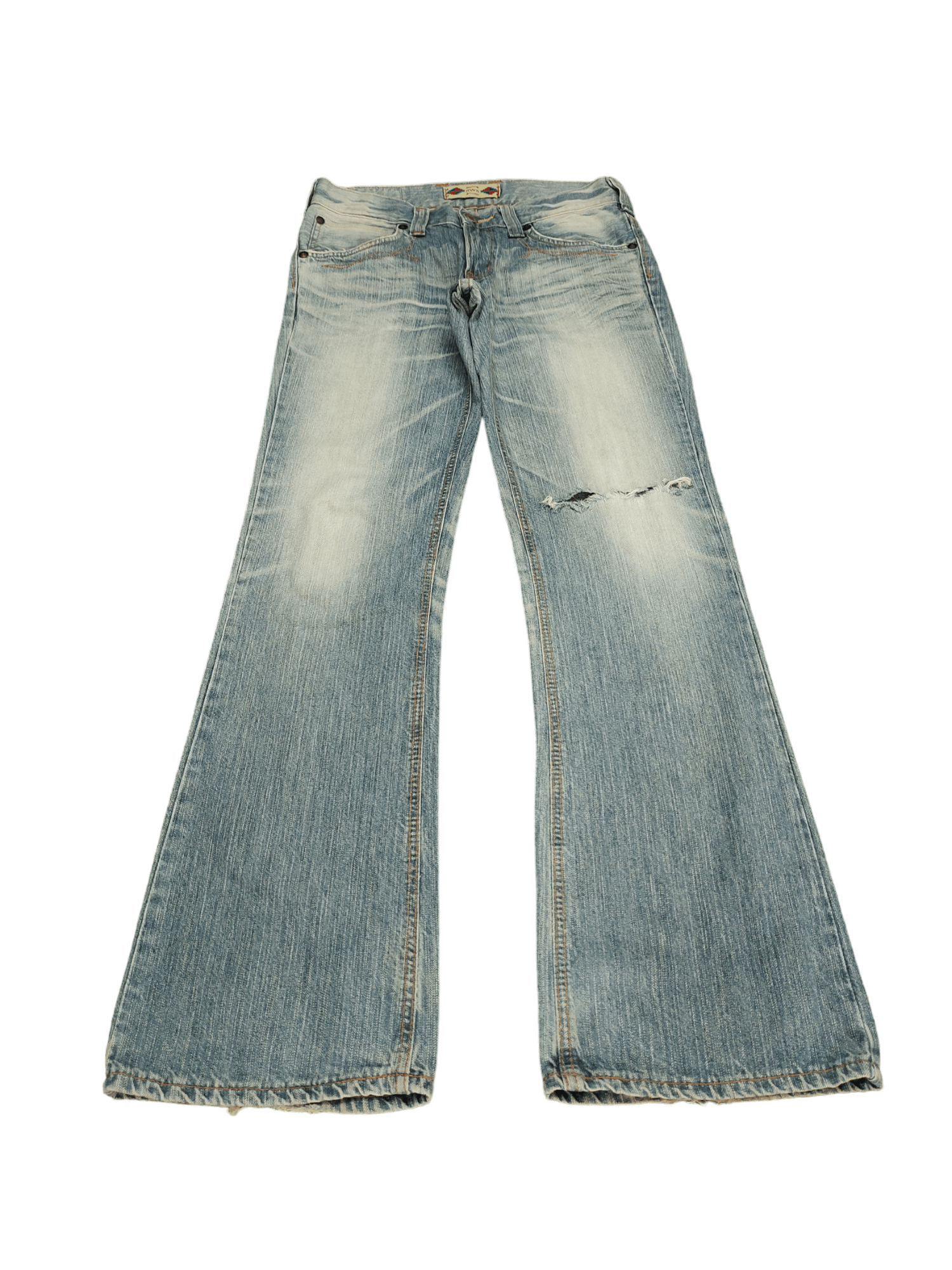 Edwin Flare Jeans Edwin XV Distress Faded Boot Cut Y2k Mudmax Size US 31 - 10 Thumbnail