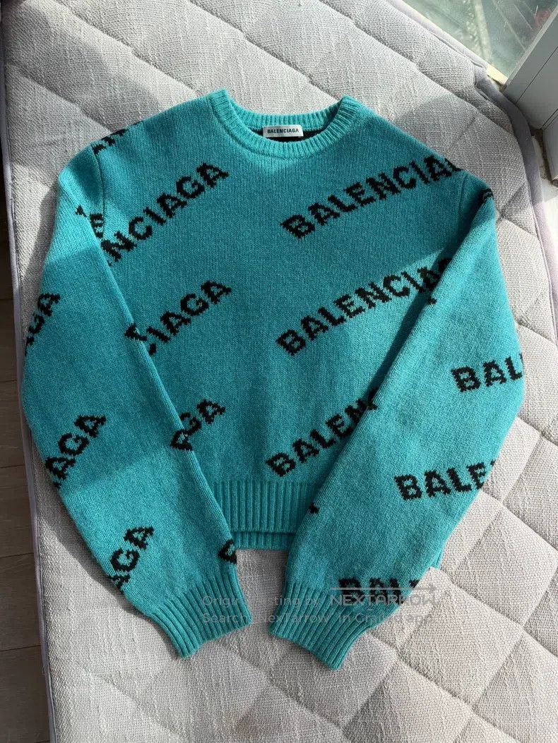 Balenciaga Balenciaga All-over Printed Logo Bulletproof Sweater Size XS / US 0-2 / IT 36-38 - 2 Thumbnail
