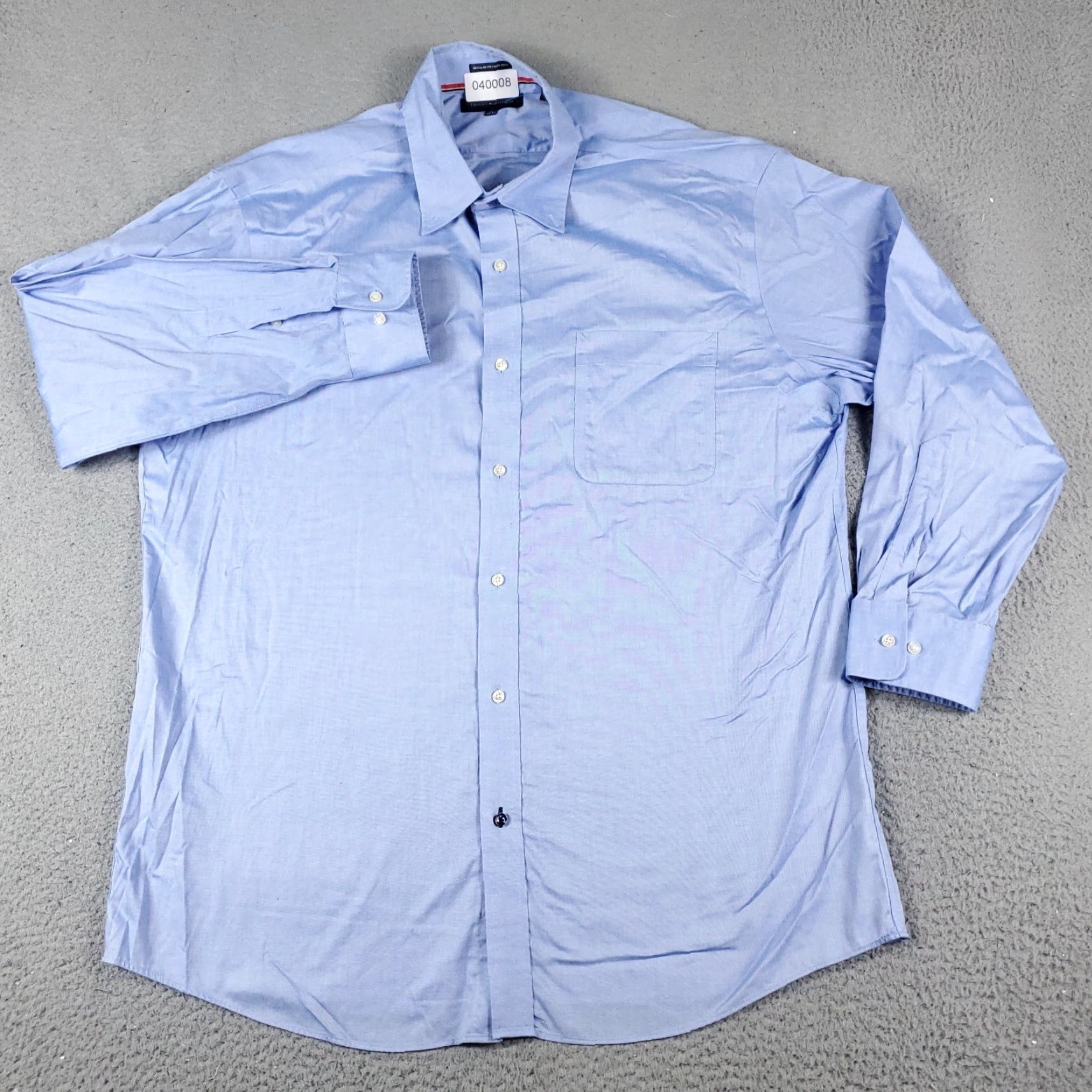 Tommy Hilfiger Tommy Hilfiger Dress Shirt Mens 17 Blue Button-Down Long Sleeve Size 46R - 2 Thumbnail