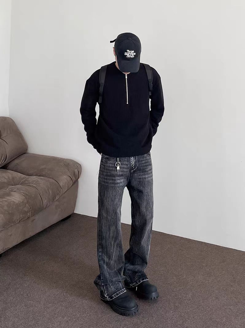 Japanese Brand × Jean Washed and distressed straight leg micro flare jeans Size US 30 / EU 46 - 4 Thumbnail