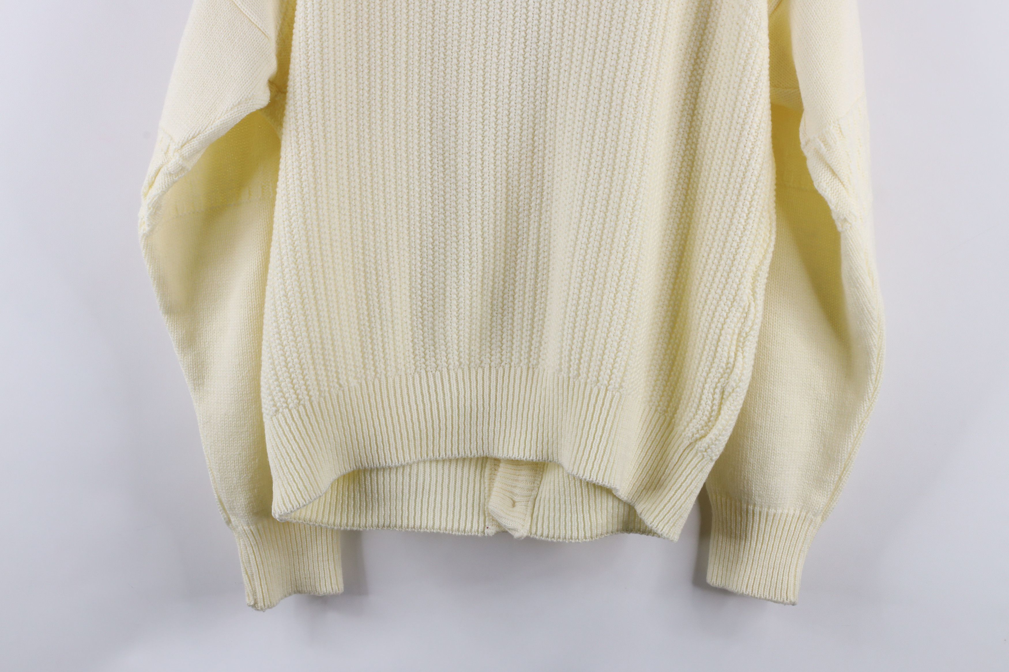 Vintage Vintage 90s Streetwear Ribbed Knit Cardigan Sweater Cream Size M / US 6-8 / IT 42-44 - 9 Thumbnail