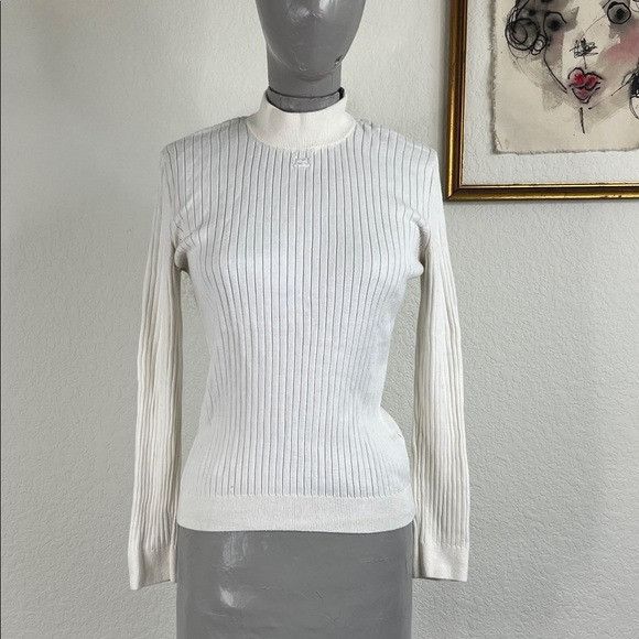 Courreges Courrèges High Neck Knitted Ribbed Patch Logo Jumper Sweater Size L / US 10 / IT 46 - 2 Thumbnail