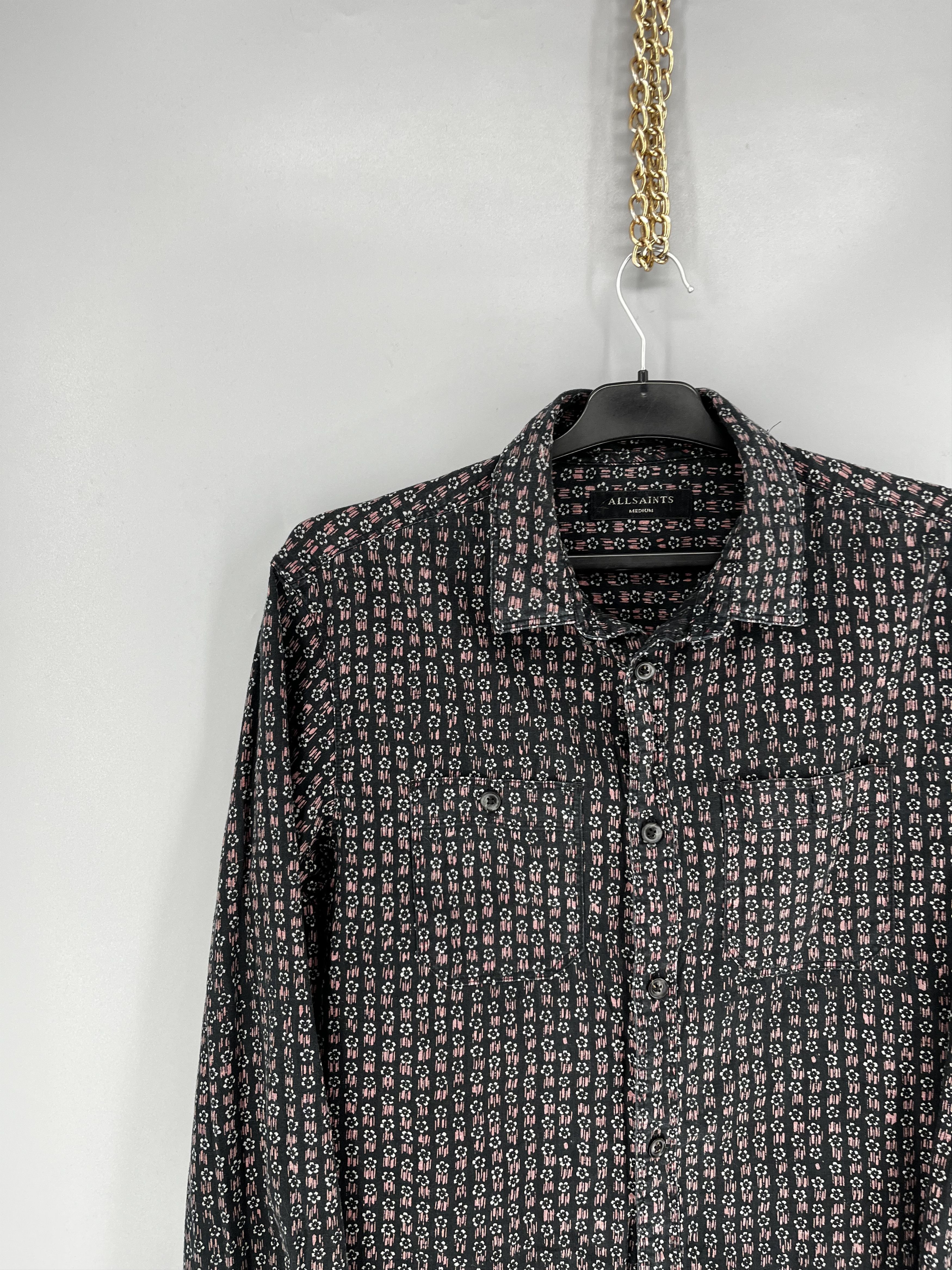 Allsaints AllSaints Gray Button Up Floral Geometric All Over Print Size US M / EU 48-50 / 2 - 4 Thumbnail