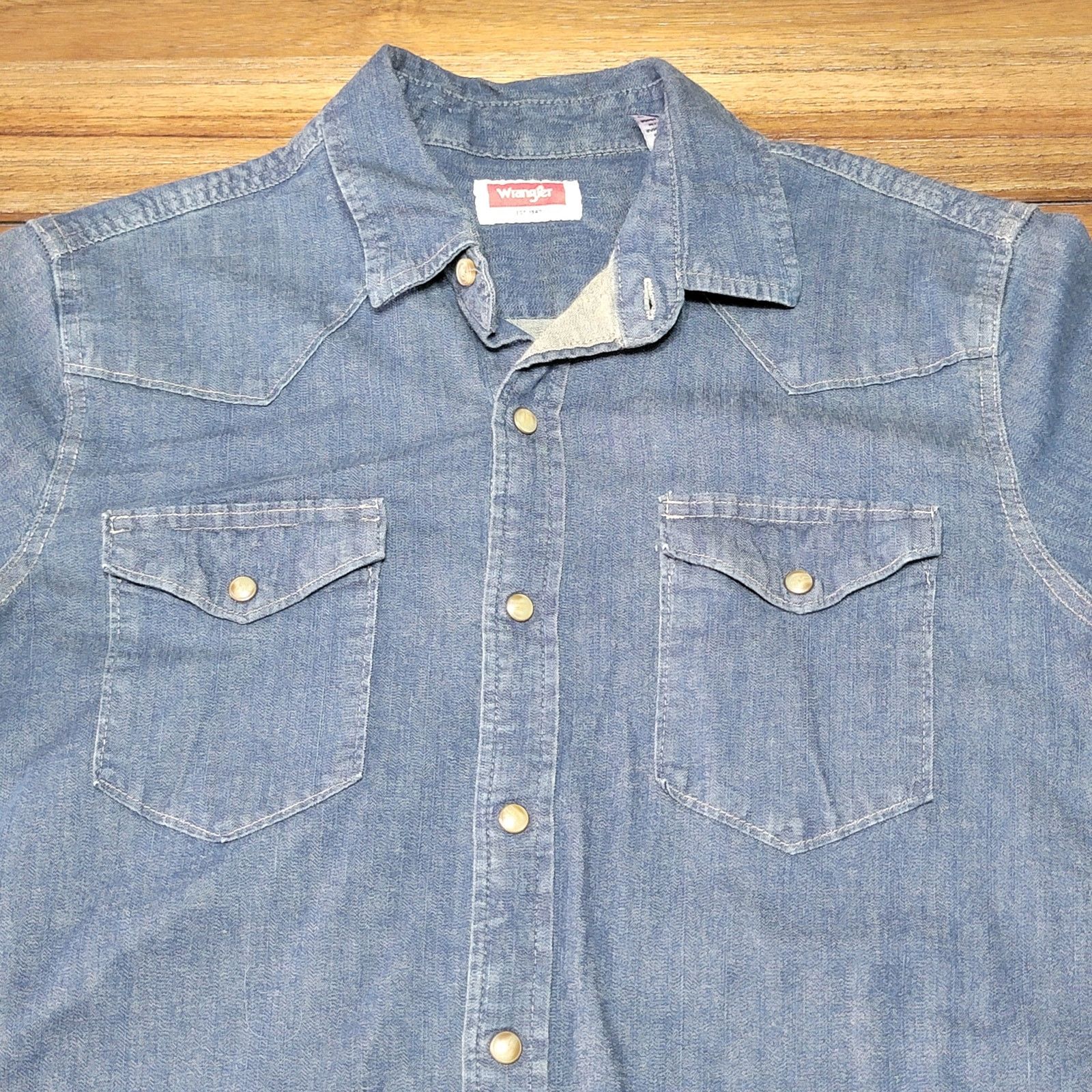 Wrangler Wrangler Blue Denim LS Pearl Snap Western Shirt -Size Medium Size US M / EU 48-50 / 2 - 2 Thumbnail