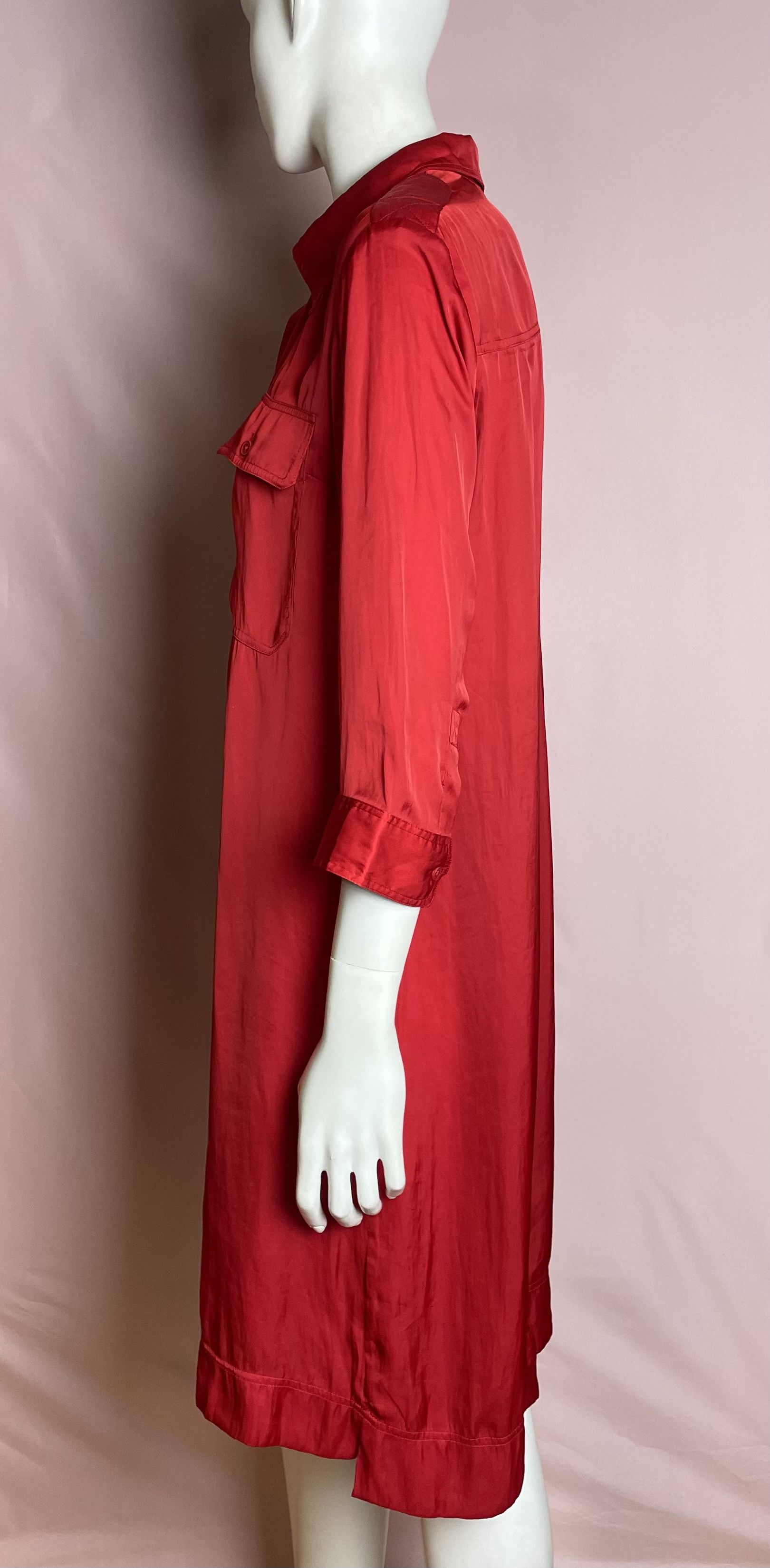 Zadig & Voltaire Zadig & Voltaire Red Satin Midi Dress Size L Size L / US 10 / IT 46 - 2 Thumbnail