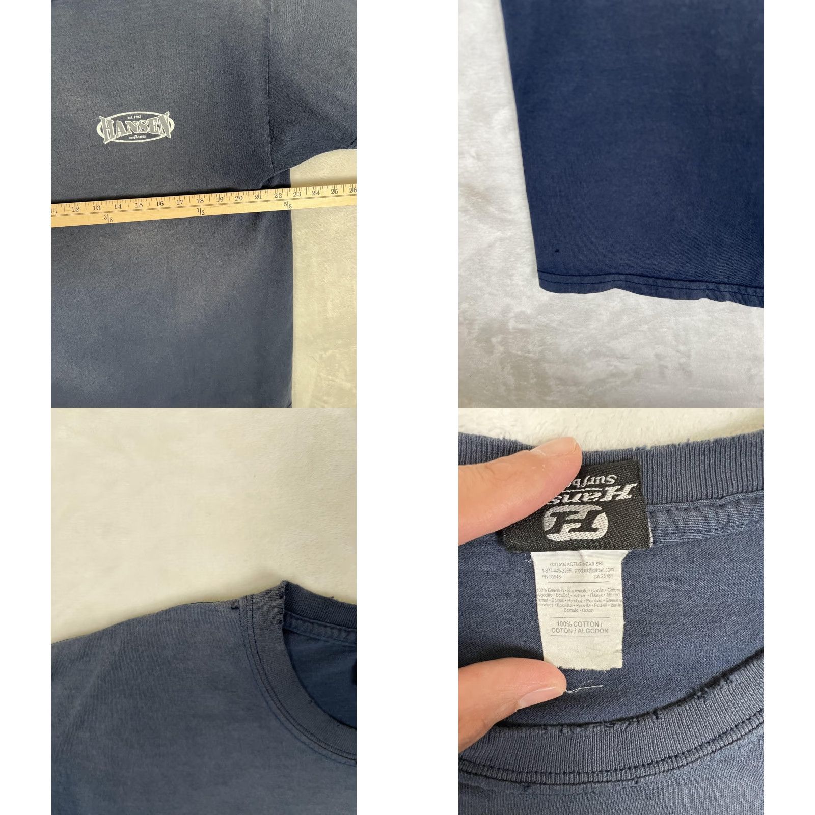 Vintage VINTAGE Hansen Surfboards T-Shirt Mens Large Blue Encinitas California Surf 90s Size US L / EU 52-54 / 3 - 8 Thumbnail