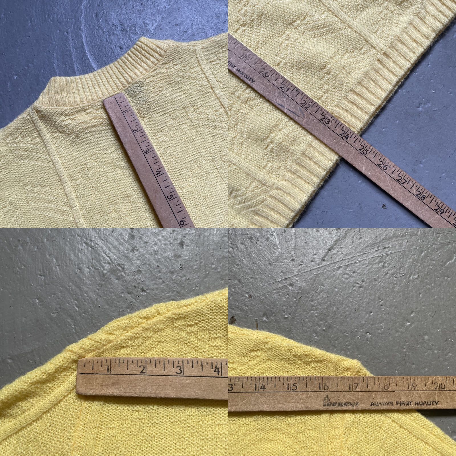 Vintage VINTAGE Towncraft Acrylic Knit Pattern S/S Sweater Mock Neck XL Unisex Adults Yellow 60s 70s Americana Preppy Rockabilly Mod Pullover Knit Mens Womens Size US XL / EU 56 / 4 - 8 Thumbnail