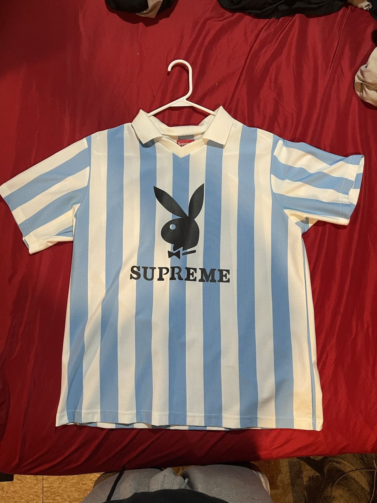 Supreme Supreme SS18 x Playboy Soccer Jersey Light Blue SUP-SS18-780 |  Grailed