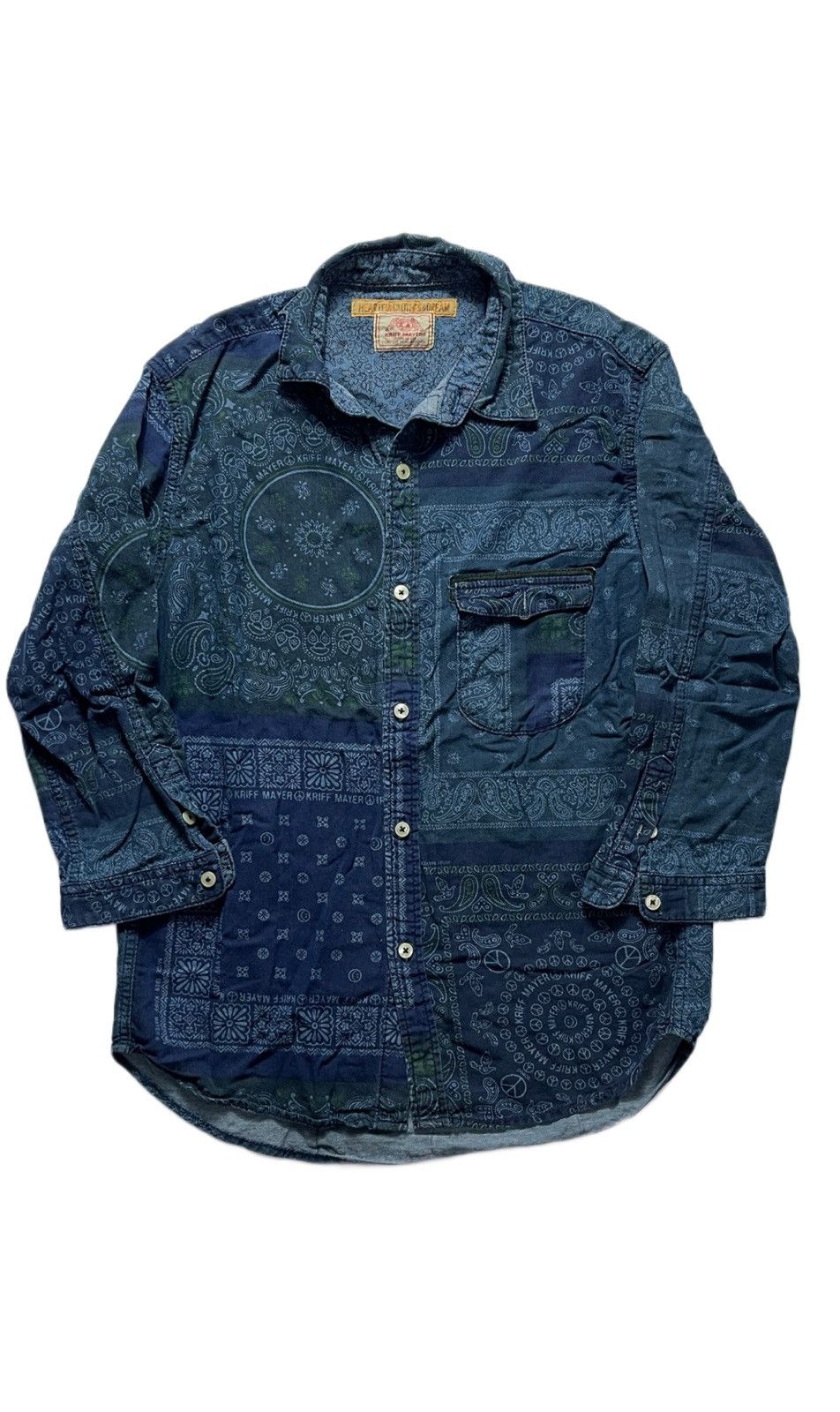 image of If Six Was Nine x Vintage 90's Kriff Mayer Paisley Shirts Button Up in Blue, Men's (Size Medium)