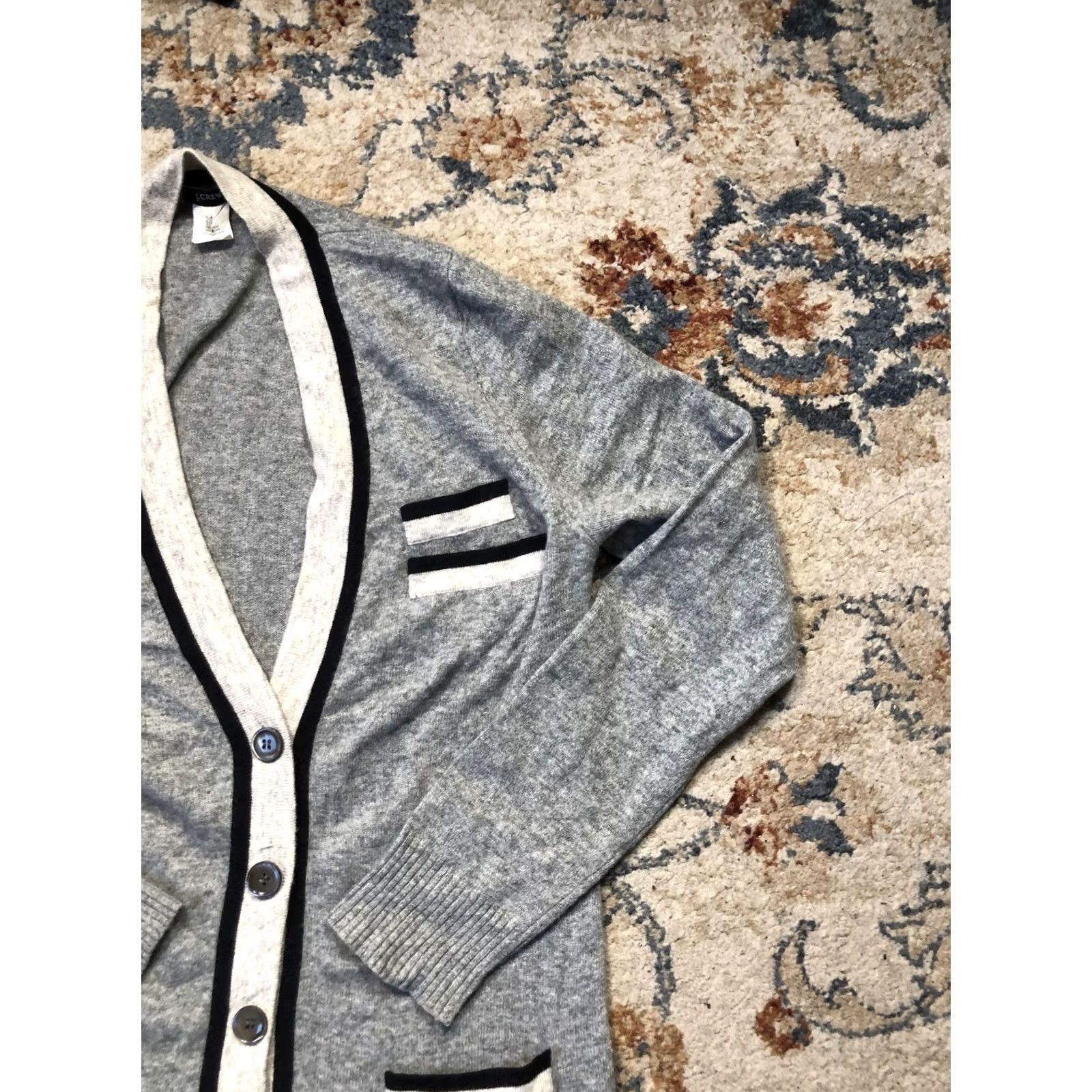 J.Crew VINTAGE J.CREW Cardigan Sweater Womens M Gray Wool Blend Long Button Pocket Cashmere Size M / US 6-8 / IT 42-44 - 4 Thumbnail