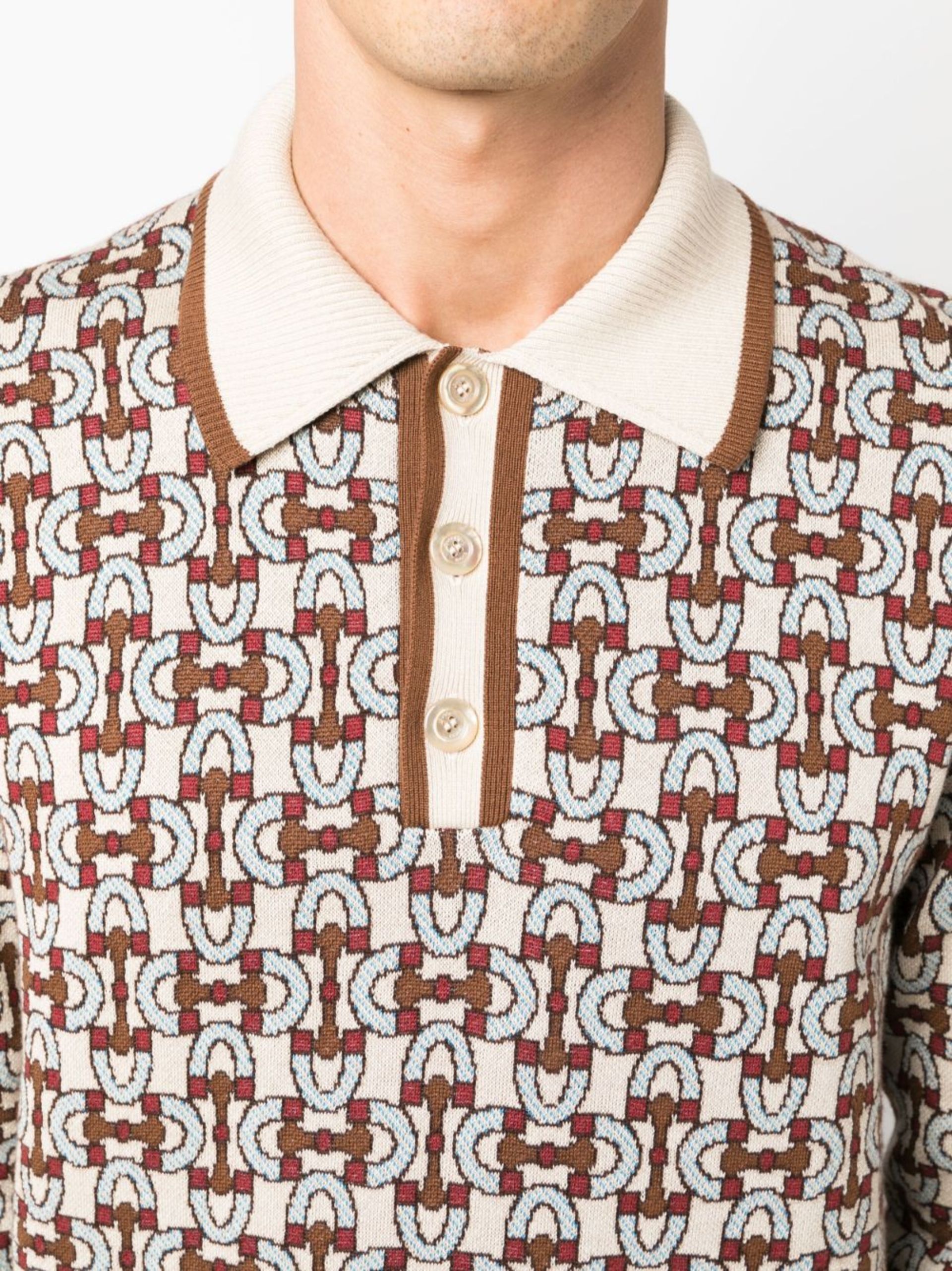 Gucci o1s1wg110225 Horsebit Cotton Jacquard Polo Shirt Multicolor Size US XXL / EU 58 / 5 - 5 Thumbnail