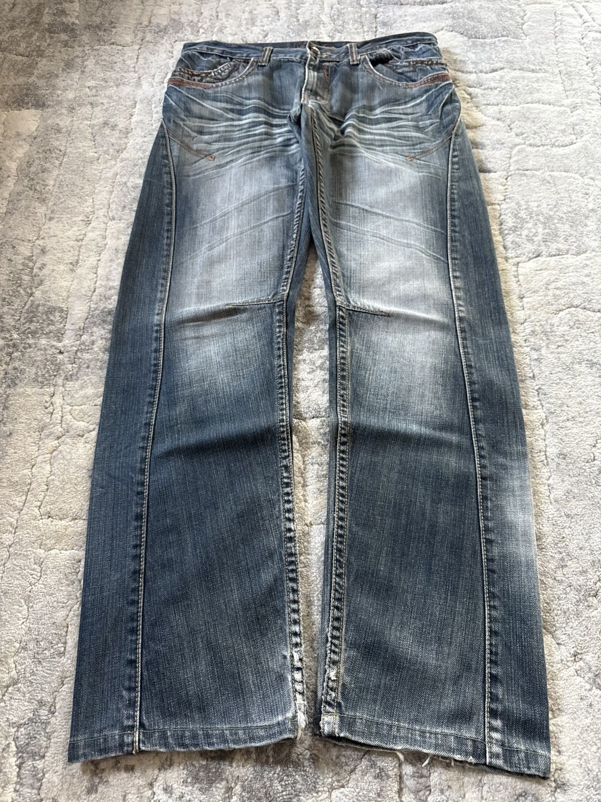 If Six Was Nine Ikka Japan Paneled Cut & Sew Claw Mark Fade Wash Jeans Size US 32 / EU 48 - 1 Thumbnail
