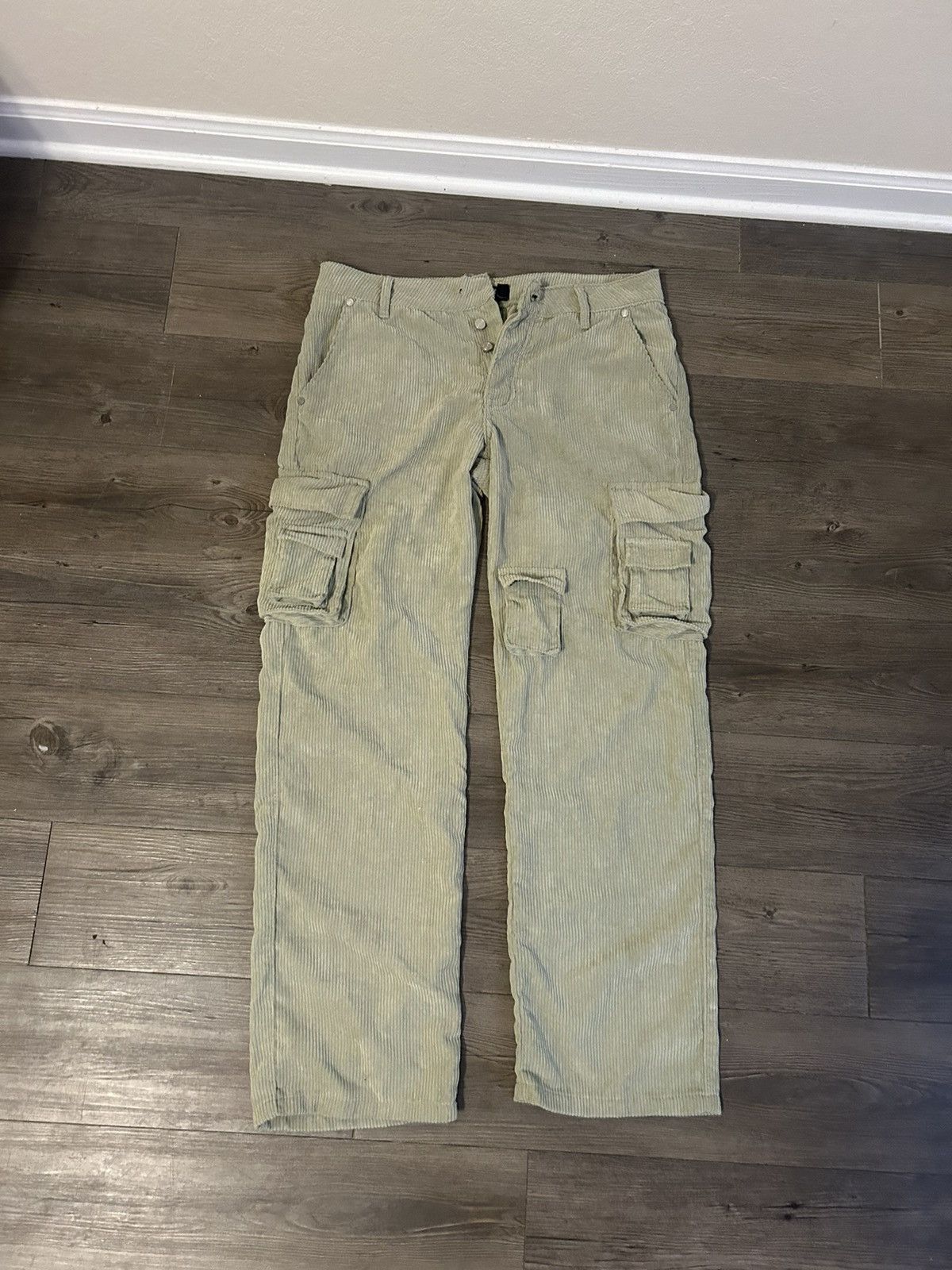 Boohoo khaki corduroy cargo pants Size US 32 / EU 48 - 1 Thumbnail