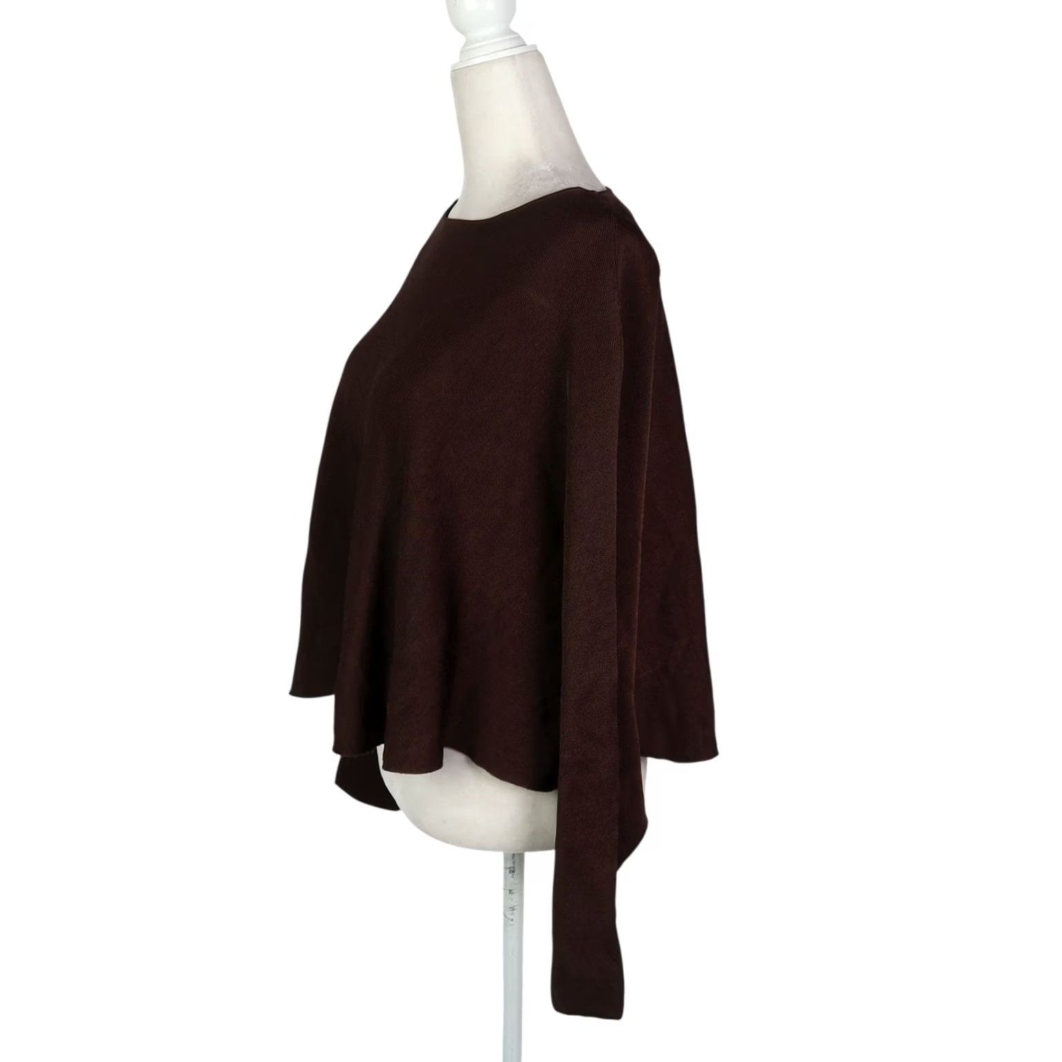 Vintage Adolfo Dominguez Brown Knit Batwing Cape Sweater Top Small Size S / US 4 / IT 40 - 3 Thumbnail