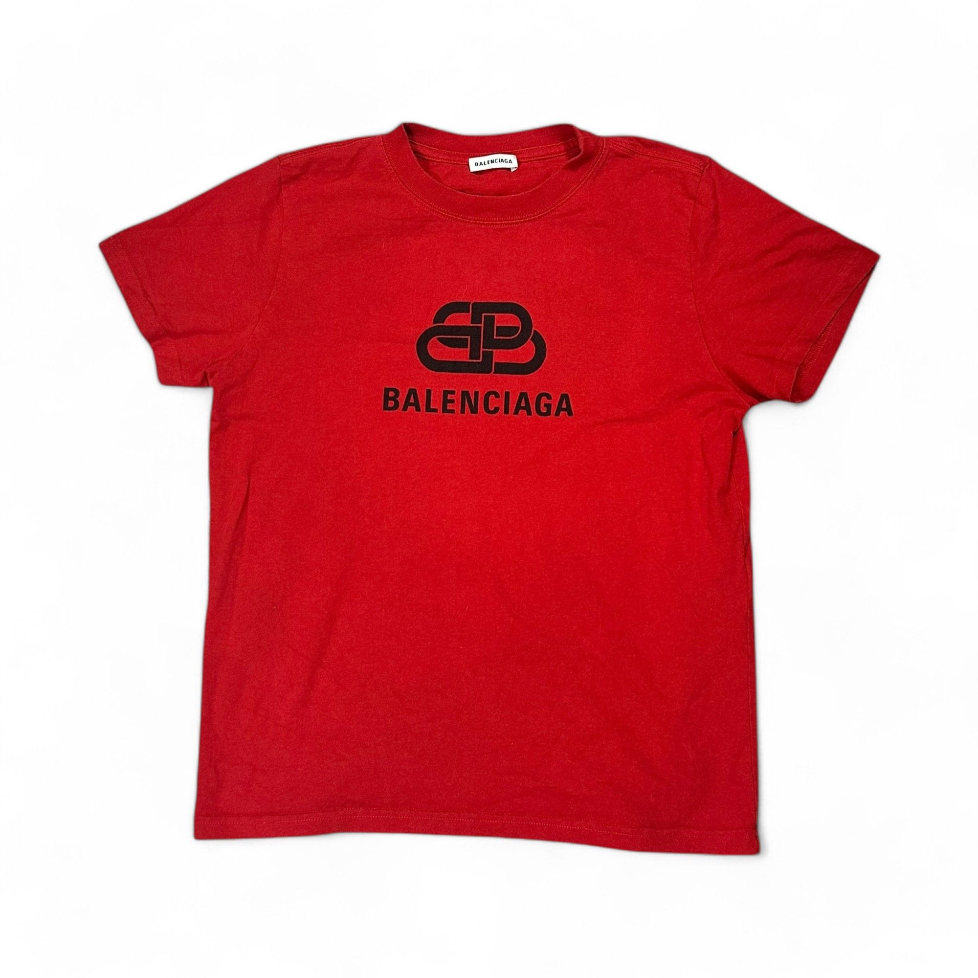 Balenciaga Balenciaga T-Shirt BB Logo Print Red Cotton Size M / US 6-8 / IT 42-44 - 1 Thumbnail
