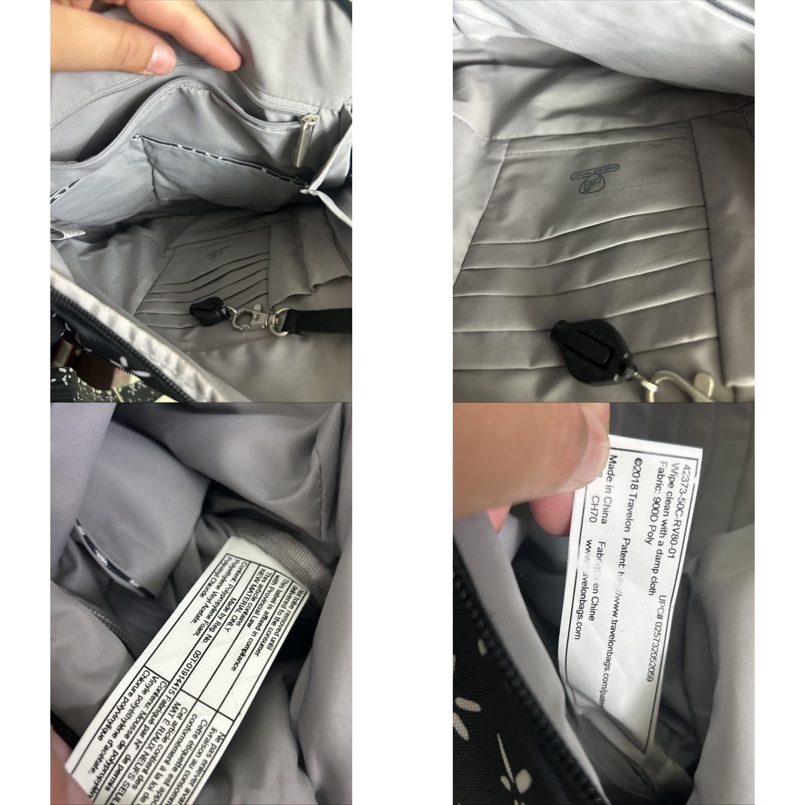 Vintage Travelon Crossbody RFID Travel Bag Women Floral Black White 11x11x2 Size ONE SIZE - 9 Thumbnail