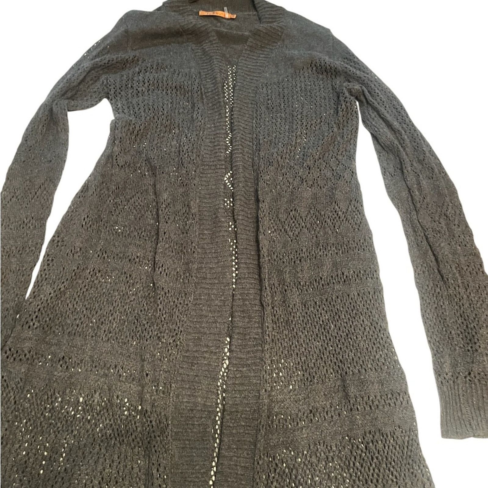 The Unbranded Brand Belldini Long Sleeve Gray Open-Knit Women's Sweater, size Lg Size L / US 10 / IT 46 - 1 Thumbnail