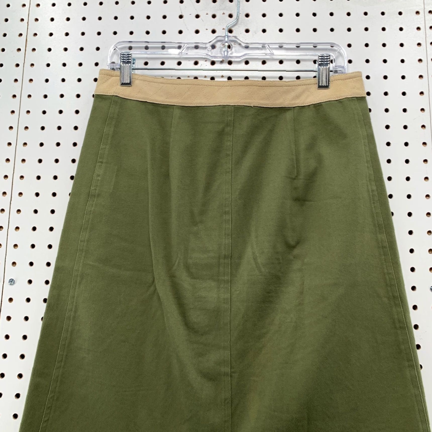 Tory Burch Skirt Womens 8 Cargo Pockets Military Green Gold Buttons Knee Length