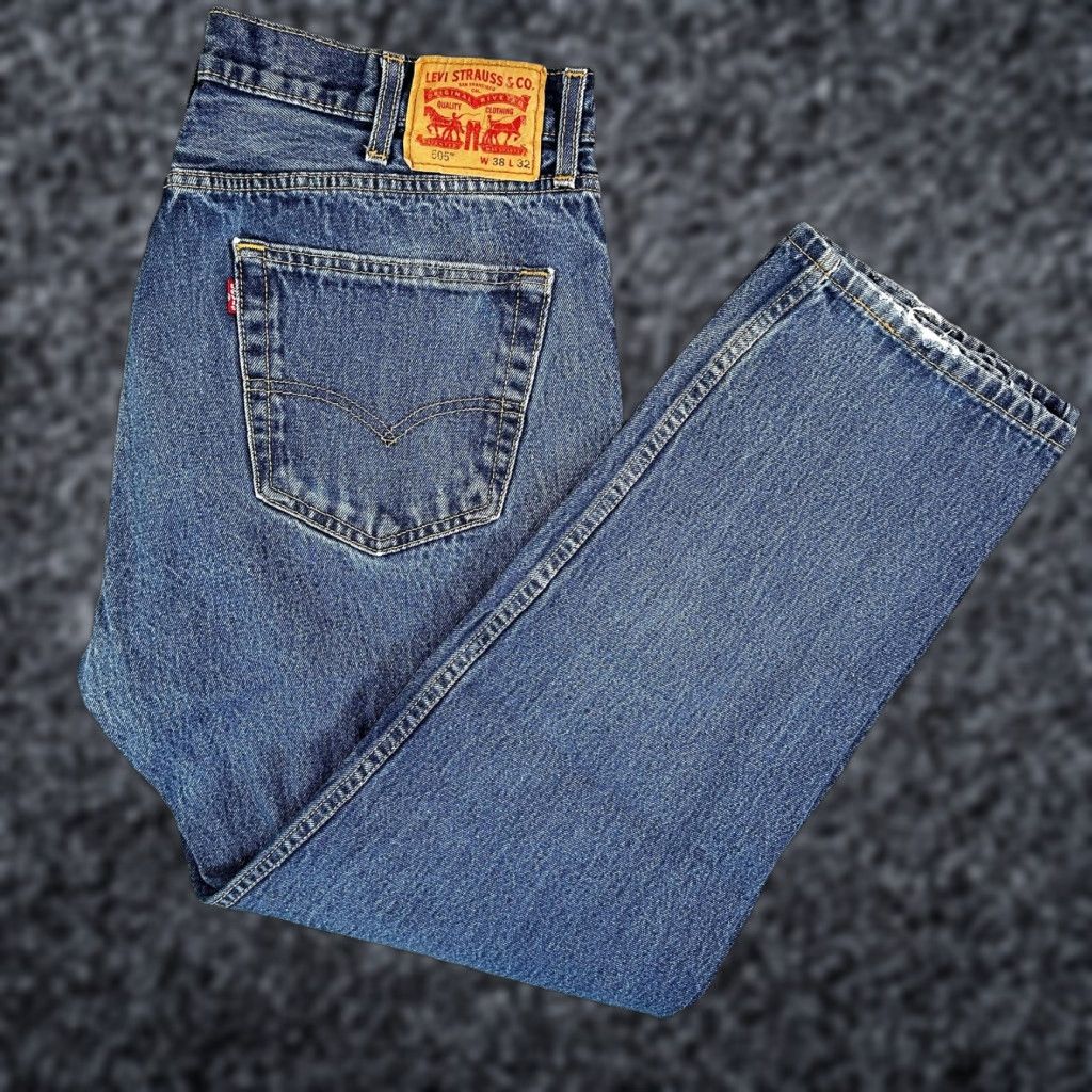 Levi's Levi's 505 Jeans Mens 38x30 Blue Medium Wash Straight Leg Regular Fit Denim Pants Size US 38 / EU 54 - 1 Thumbnail