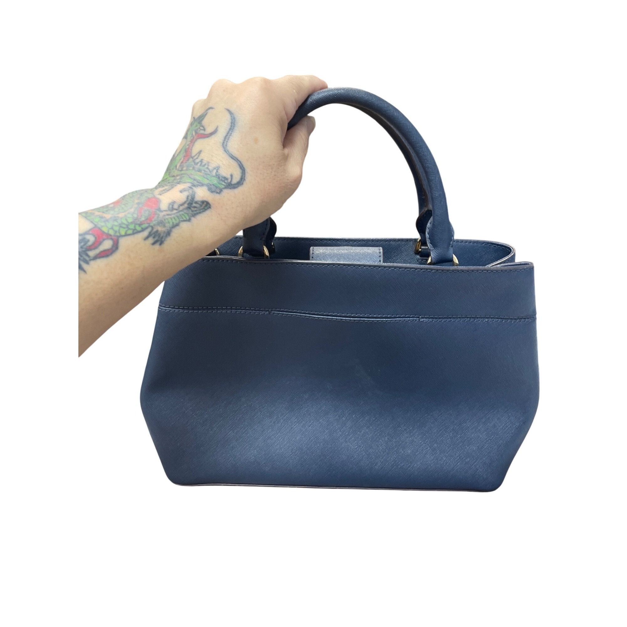 Michael Kors Michael Kors Womans Navy Blue Saffiano Leather Satchell Cros Size ONE SIZE - 10 Thumbnail
