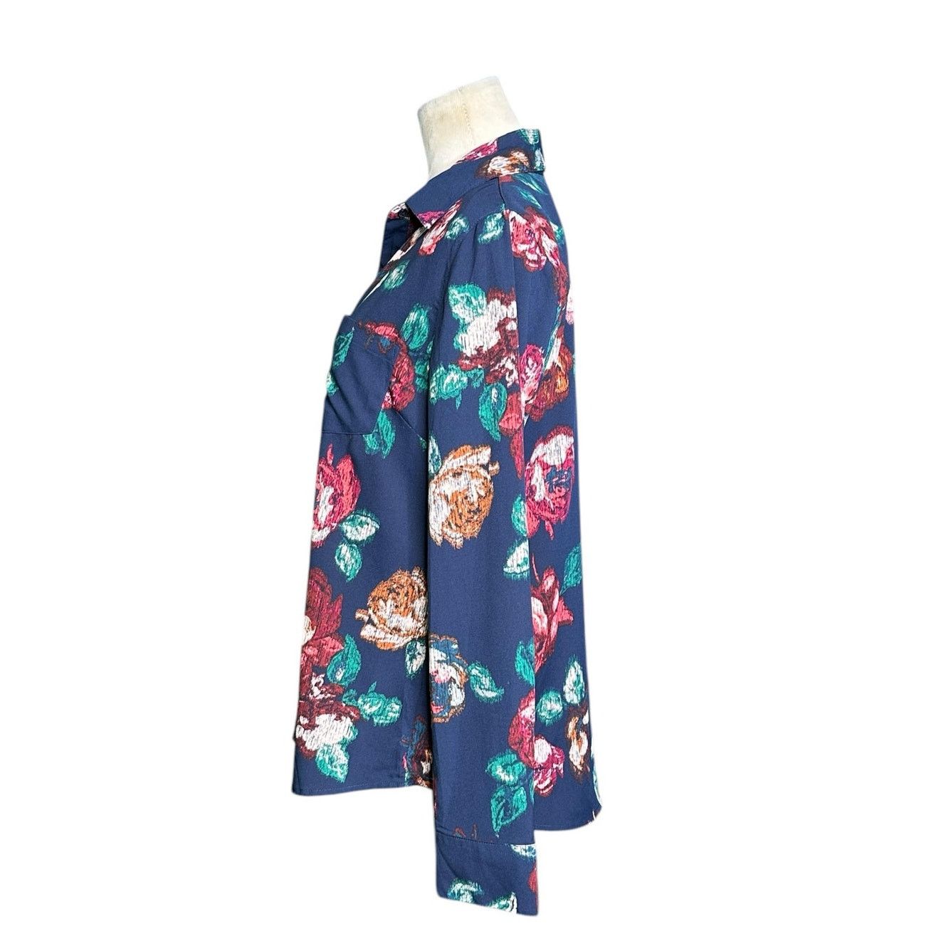 Merona Merona blue red floral long sleeves tunic blouse size M Size M / US 6-8 / IT 42-44 - 6 Thumbnail