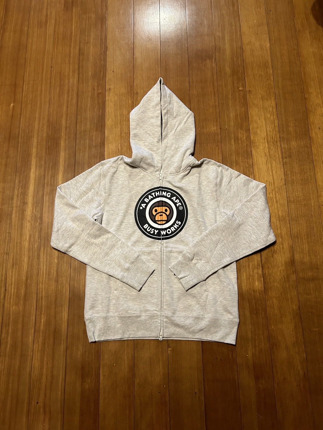 Bape Gray Ivory Baby Milo College Zip Hoodie