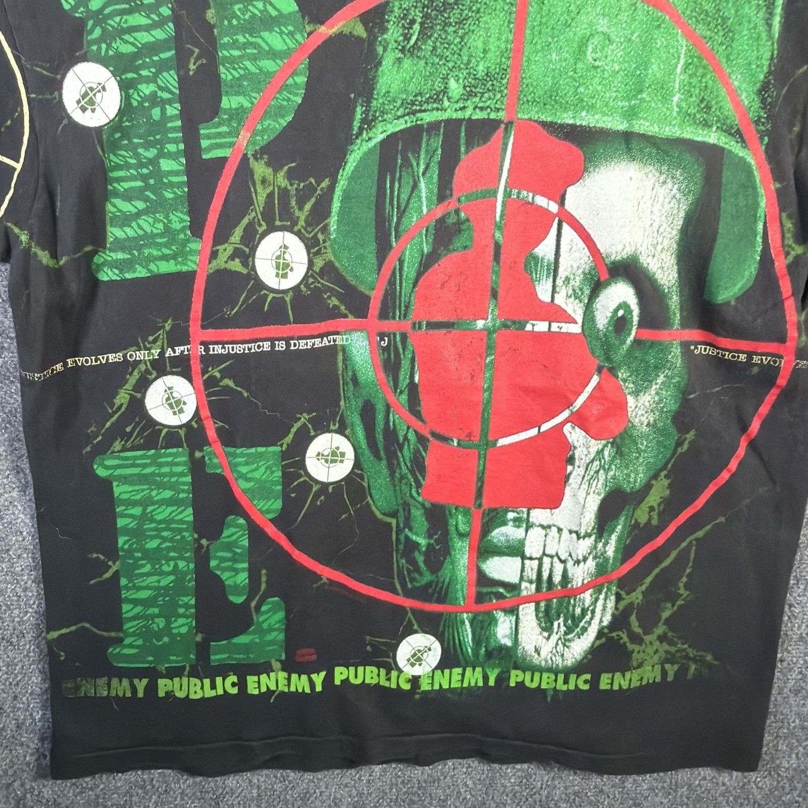 Band Tees Vintage Public Enemy Shirt Mens XL Black 90s AOP Skull Rare Size US XL / EU 56 / 4 - 5 Thumbnail