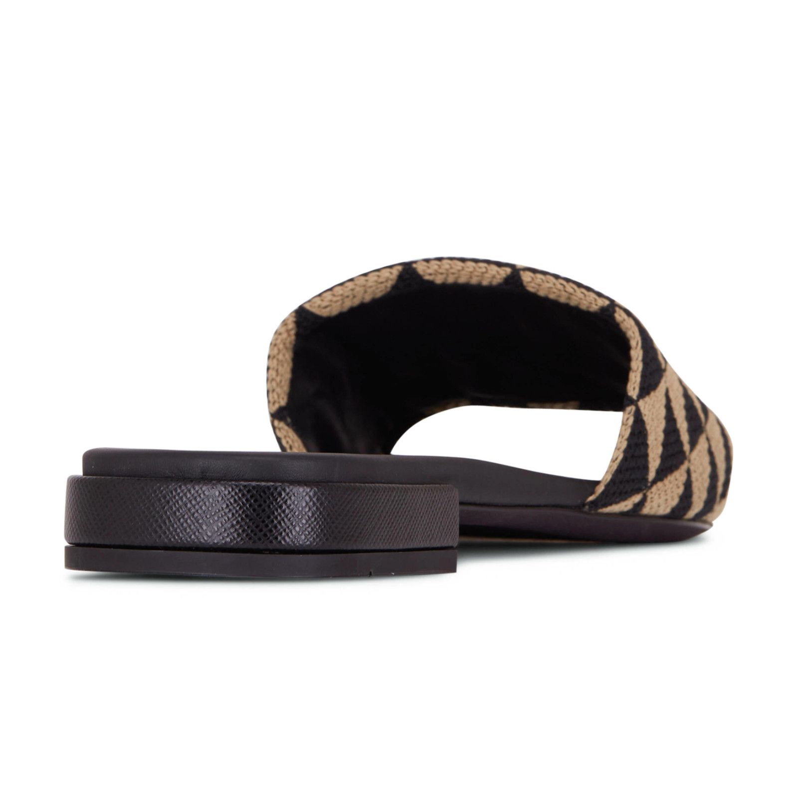 Prada Prada Jacquard Triangle Logo Black Beige Tan Leather Slide Size US 7.5 / IT 37.5 - 17 Thumbnail