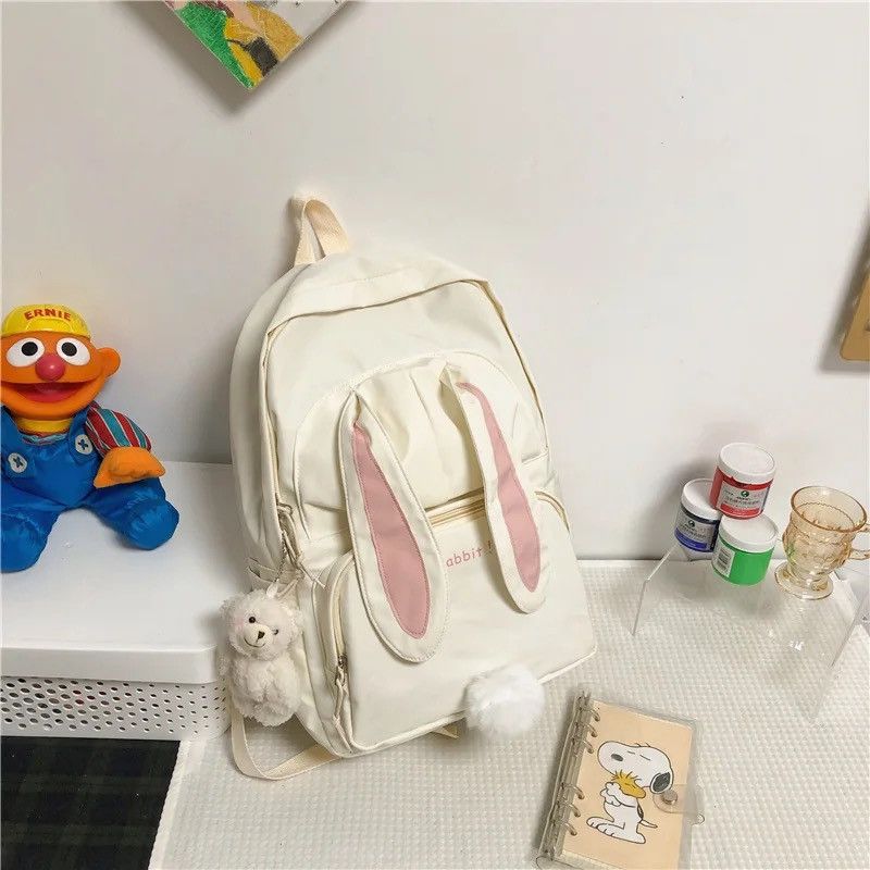 Vintage Cute Rabbit Young Girl School Backpack Size ONE SIZE - 3 Thumbnail