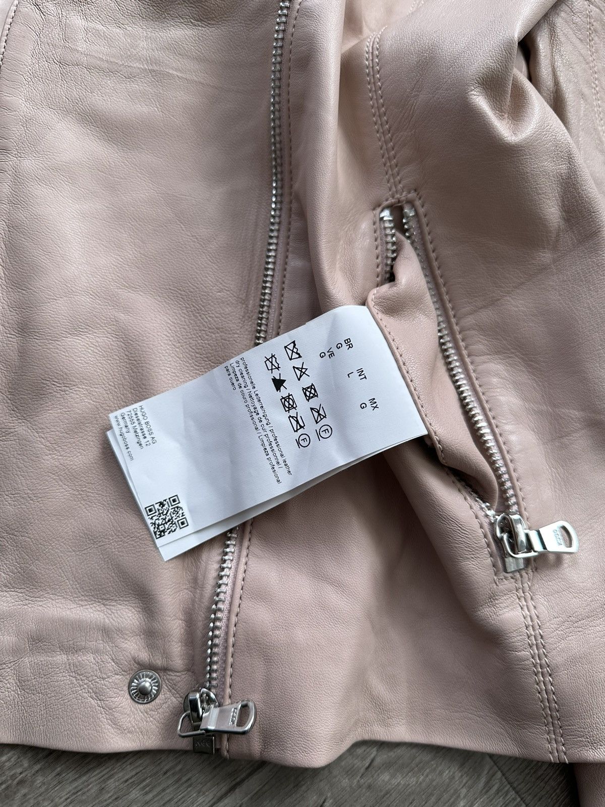 Hugo × Hugo Boss 🫧HUGO LEATHER JACKET Ladies Biker Size L / US 10 / IT 46 - 12 Thumbnail