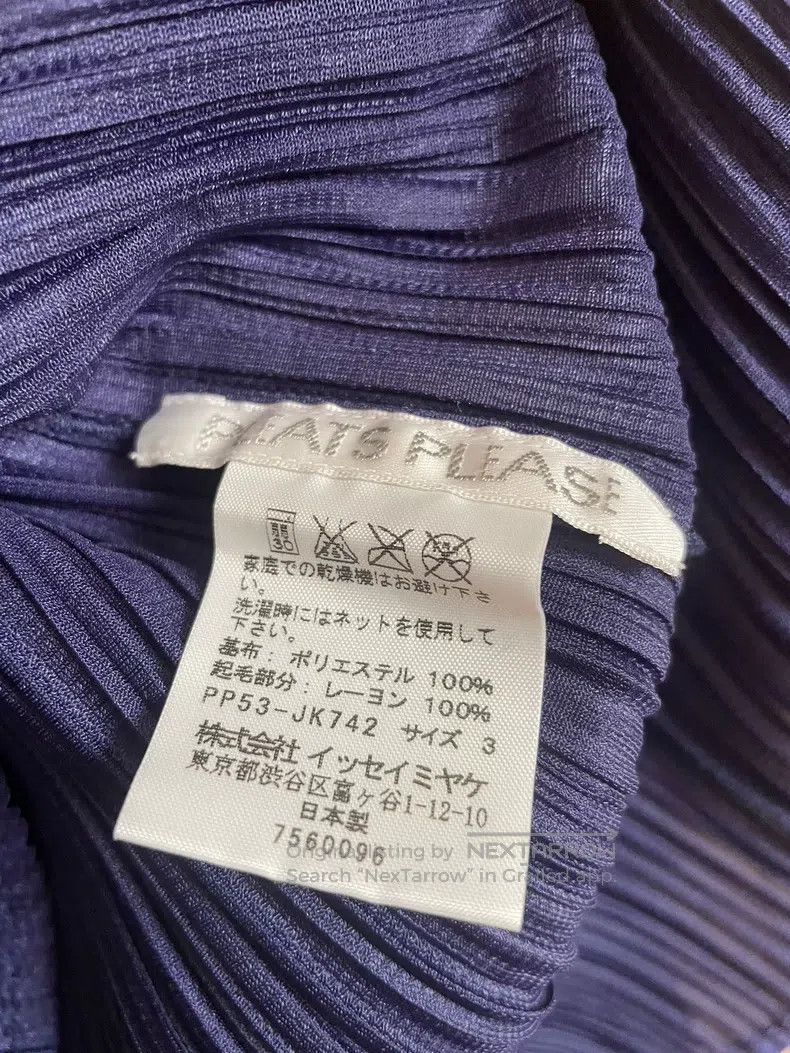 Issey Miyake Issey Miyake Blue Flocked Velvet Pleated Long Sleeve T-shi Size L / US 10 / IT 46 - 8 Thumbnail