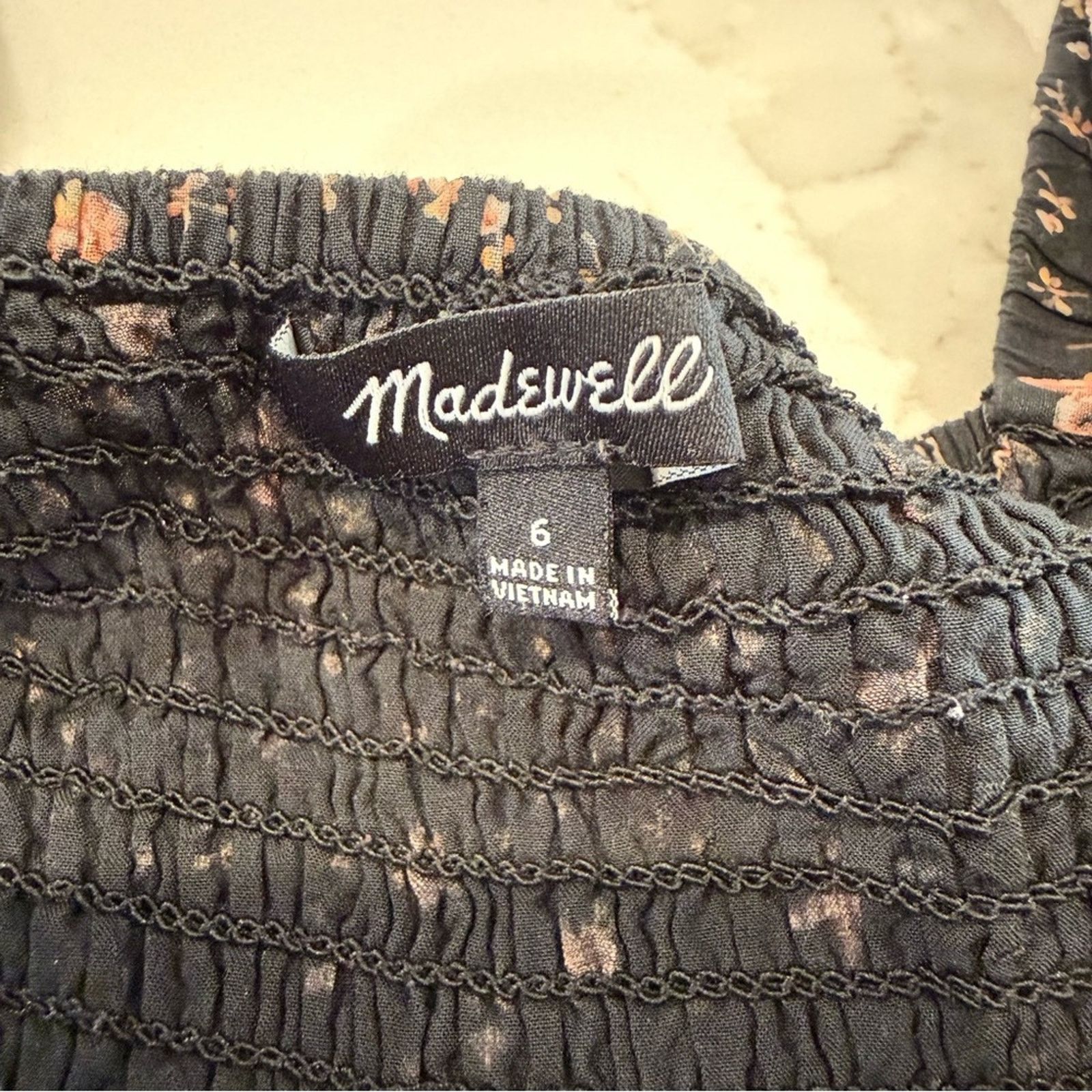 Madewell Madewell Lucie ElbowSleeve Smocked WideLeg Jumpsuit Womens 6 Size 28" / US 6 / IT 42 - 9 Thumbnail