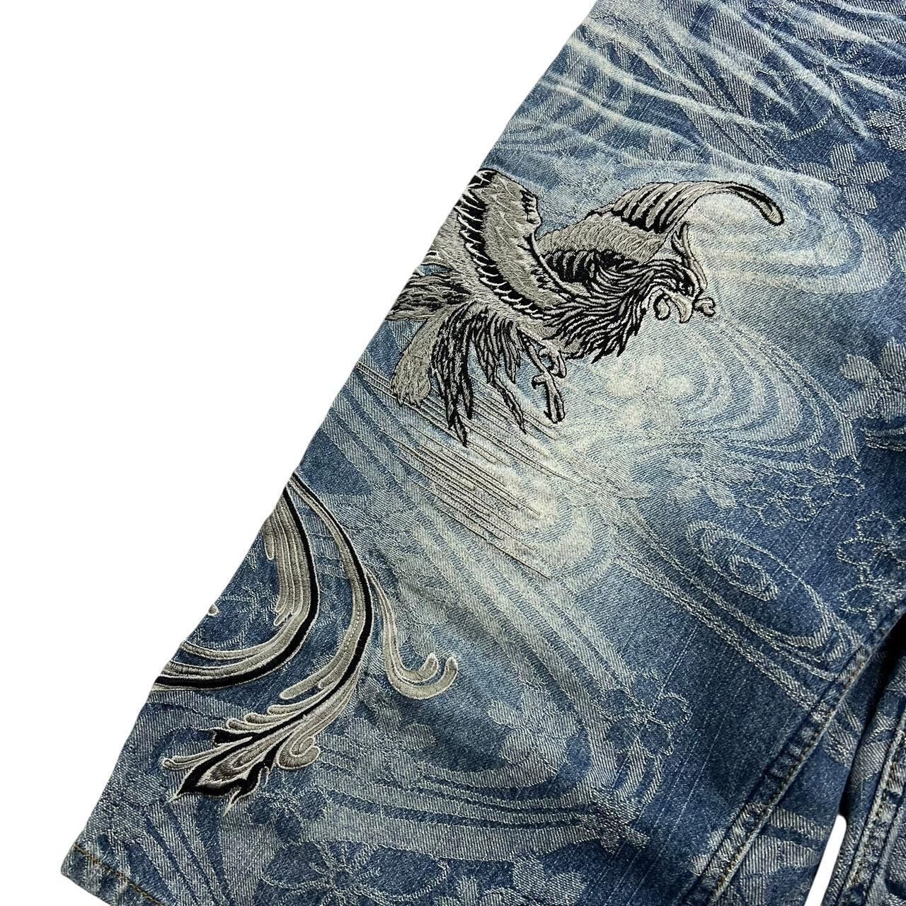 Karakuri Tamashii Karakuri Tamashii Embroidered Phoenix Denim Shorts Waist 34 Size US 34 / EU 50 - 3 Thumbnail