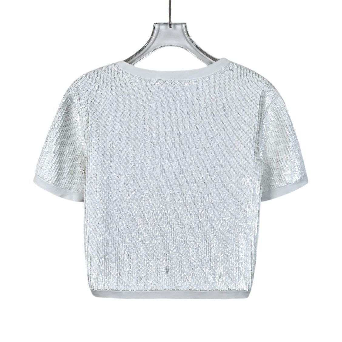 Louis Vuitton X14316 Louis Vuitton White Sequin Short Sleeve Top Size S / US 4 / IT 40 - 2 Thumbnail