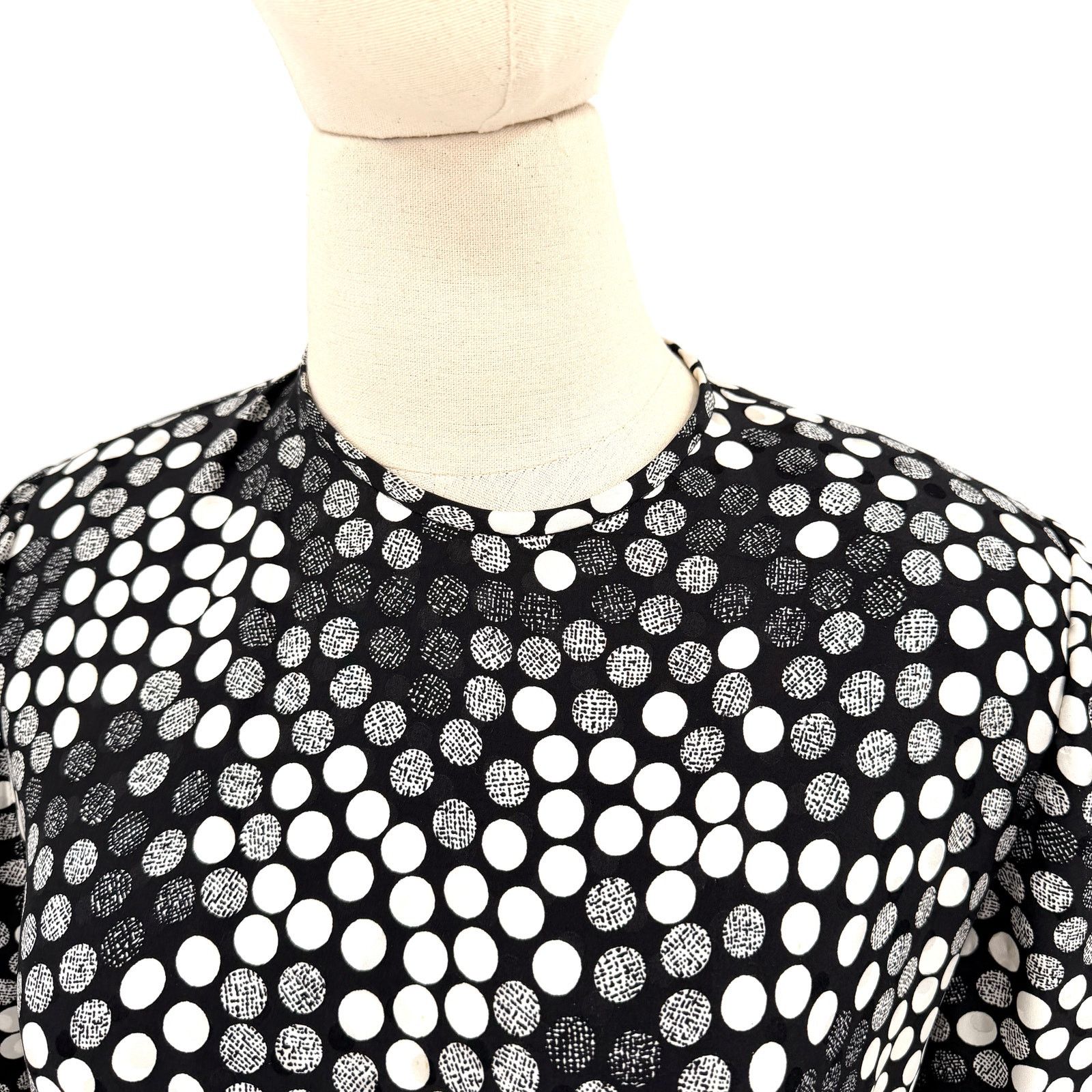 Saks Fifth Avenue Lihli Black White Polka Dot 100% Silk Dress Size M / US 6-8 / IT 42-44 - 2 Thumbnail