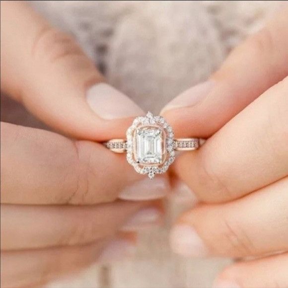 Other 18K Strawberry Rose Gold Diamond Halo Ring Size ONE SIZE - 1 Thumbnail