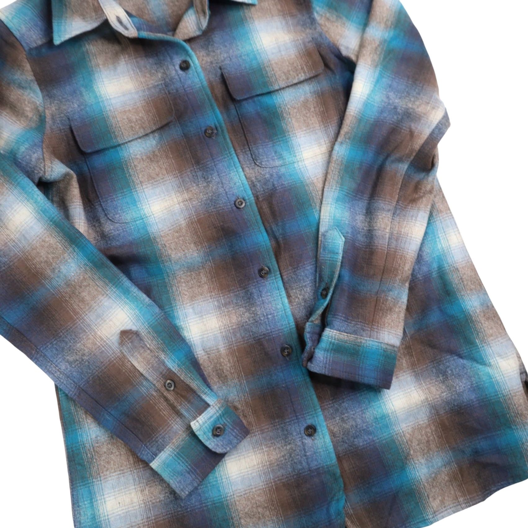 Pendleton VINTAGE Pendleton Women's Shirt Wool Flannel Button-Up Shadow Plaid Blue Small Size S / US 4 / IT 40 - 3 Thumbnail