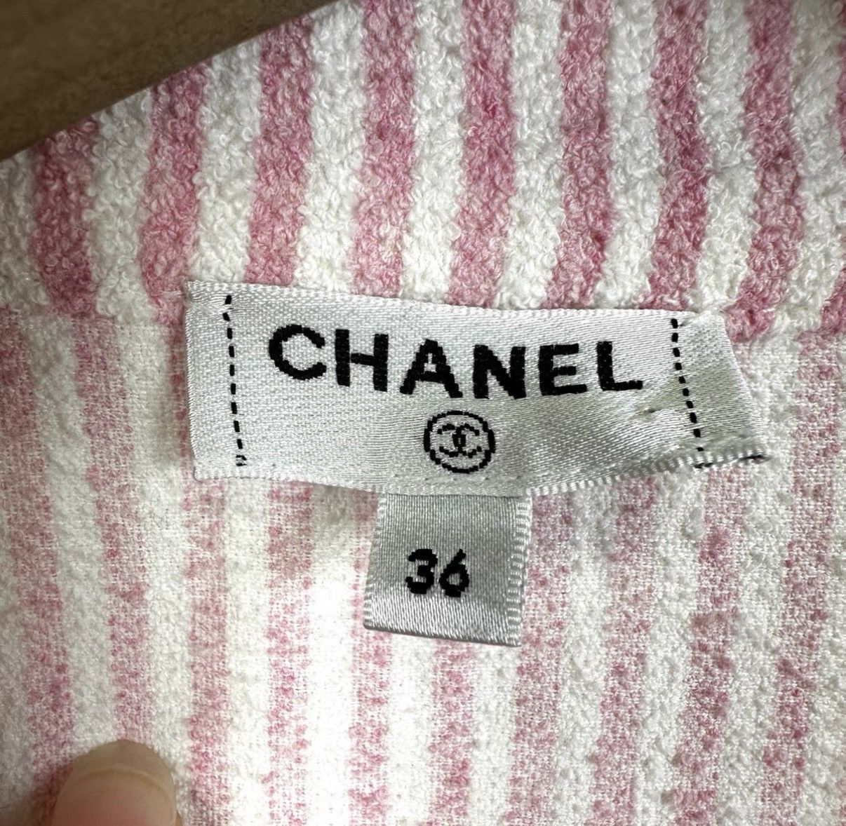 Chanel Chanel Pink & White Striped Jacket, Sleeves Adjustable K12 Size XS / US 0-2 / IT 36-38 - 4 Thumbnail