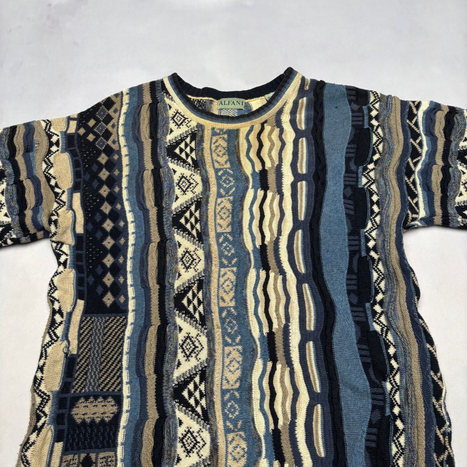 Alfani × Vintage Vintage Alfani 3D Chunky Dad Sweater Men's XL 90s Hip Hop Size US XL / EU 56 / 4 - 2 Thumbnail