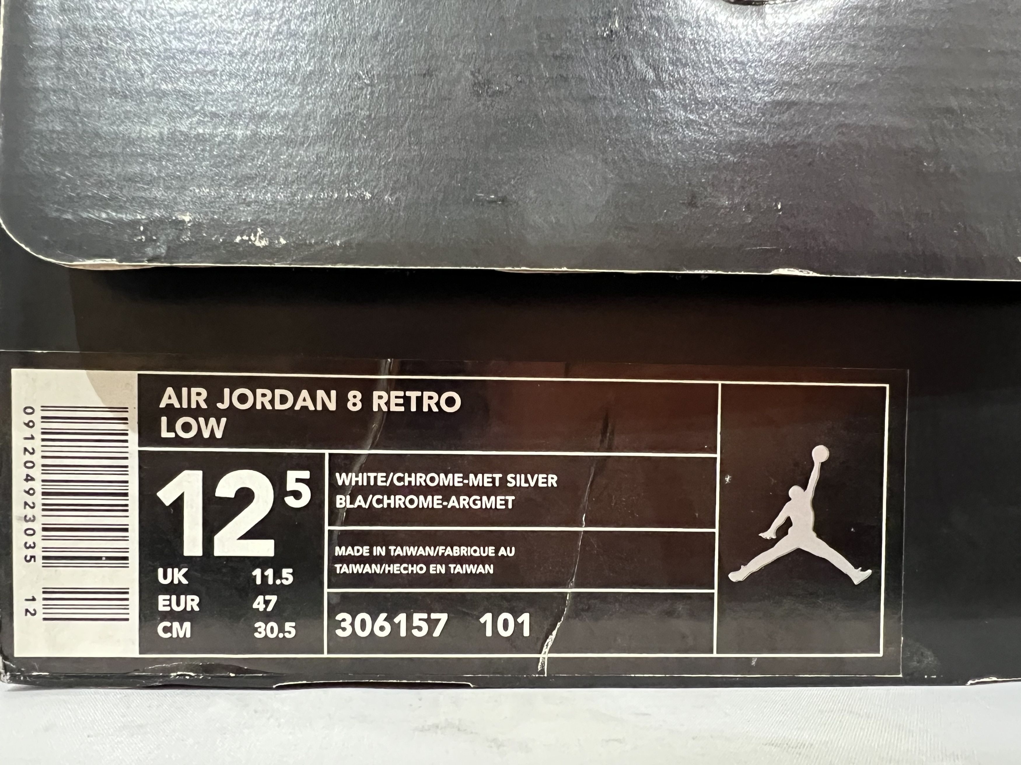 Jordan Brand Jordan 8 Retro Low White Metallic Silver - 306157 101 Men's Size US 12.5 / EU 45-46 - 9 Thumbnail