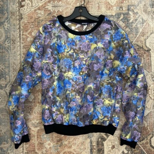 Filson Tildon Embroidered Floral Top Multi-Color Sheer Sweater, Siz Size L / US 10 / IT 46 - 1 Thumbnail