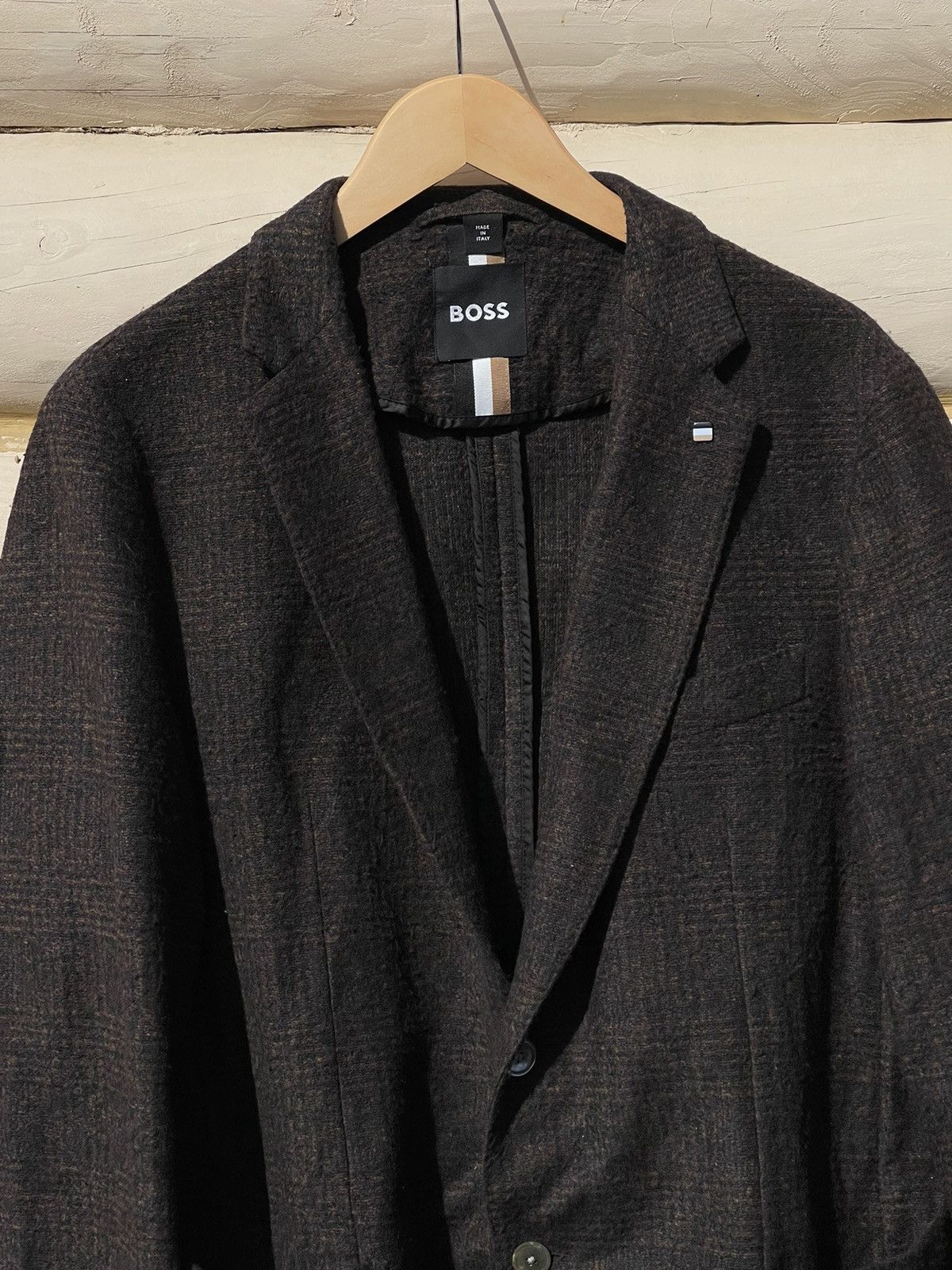 Hugo Boss 2022 Boss jersey jacket brown blazer wool Size 42R - 8 Thumbnail