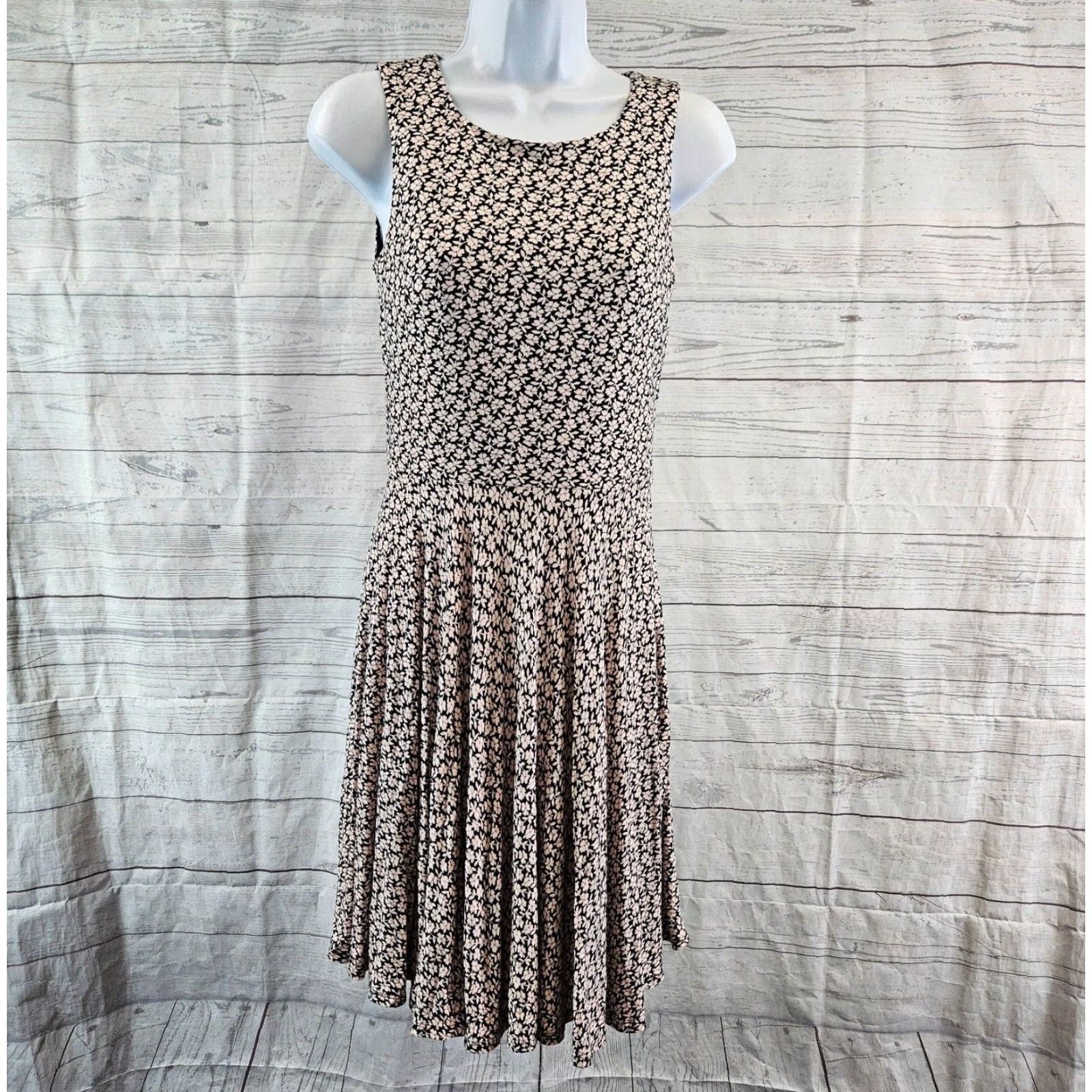 Loft LOFT Ann Taylor Womens Dress XS Pink Black Floral Sleeveless Rayon Blend Round Neck Zip Short Vintage No Size XS / US 0-2 / IT 36-38 - 2 Thumbnail