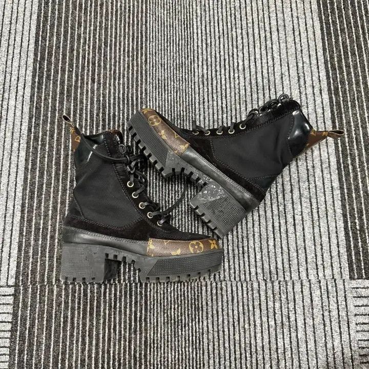Louis Vuitton Louis Vuitton High-Top Black Brown Ankle Boots -2508 Size US 4 / IT 34 - 2 Thumbnail