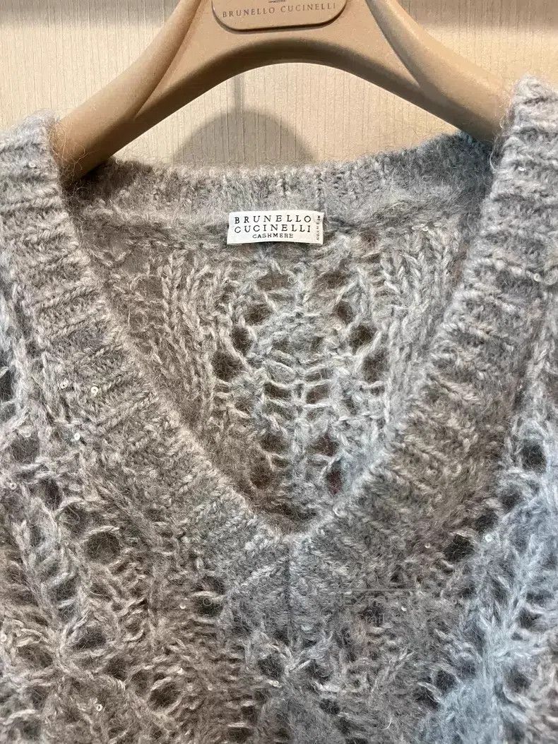 Brunello Cucinelli Brunello Cucinelli Mohair Sequin Openwork Knit Sweater Size M / US 6-8 / IT 42-44 - 3 Thumbnail