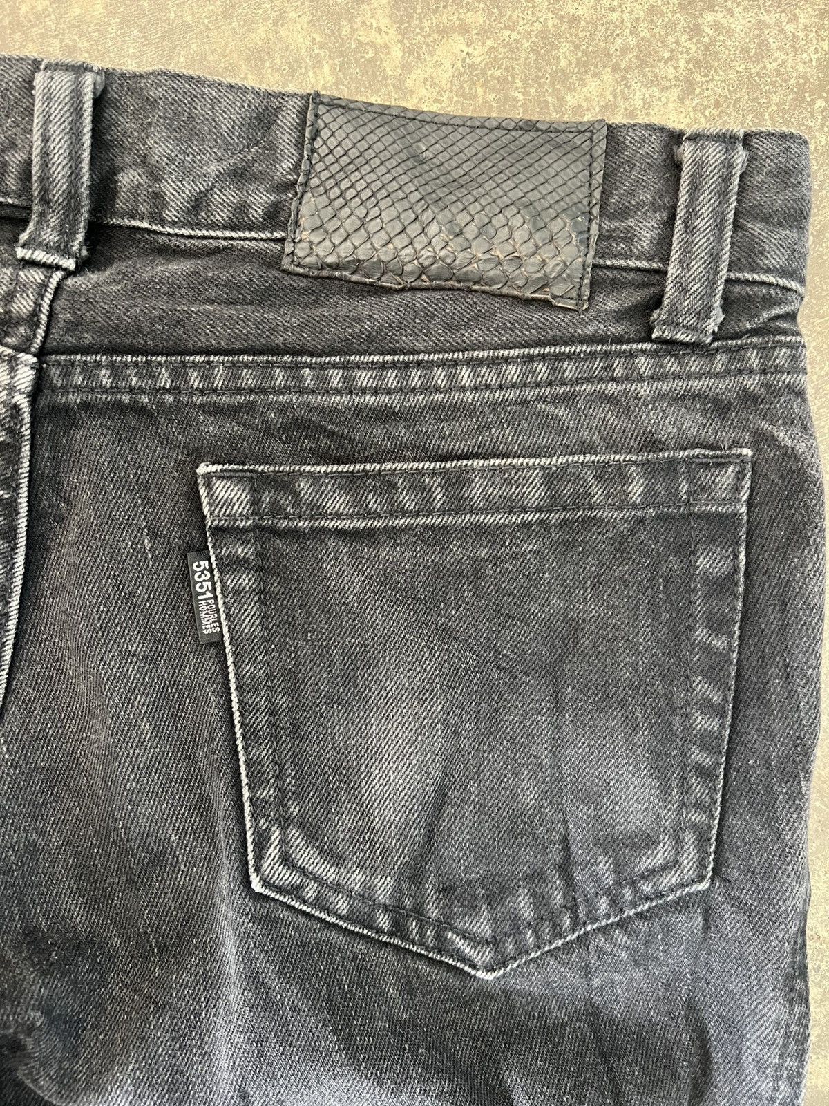 5351 POUR LES HOMMES Y2K 5351 Pour Les Homme Flare Python Black Denim Size US 33 - 18 Thumbnail
