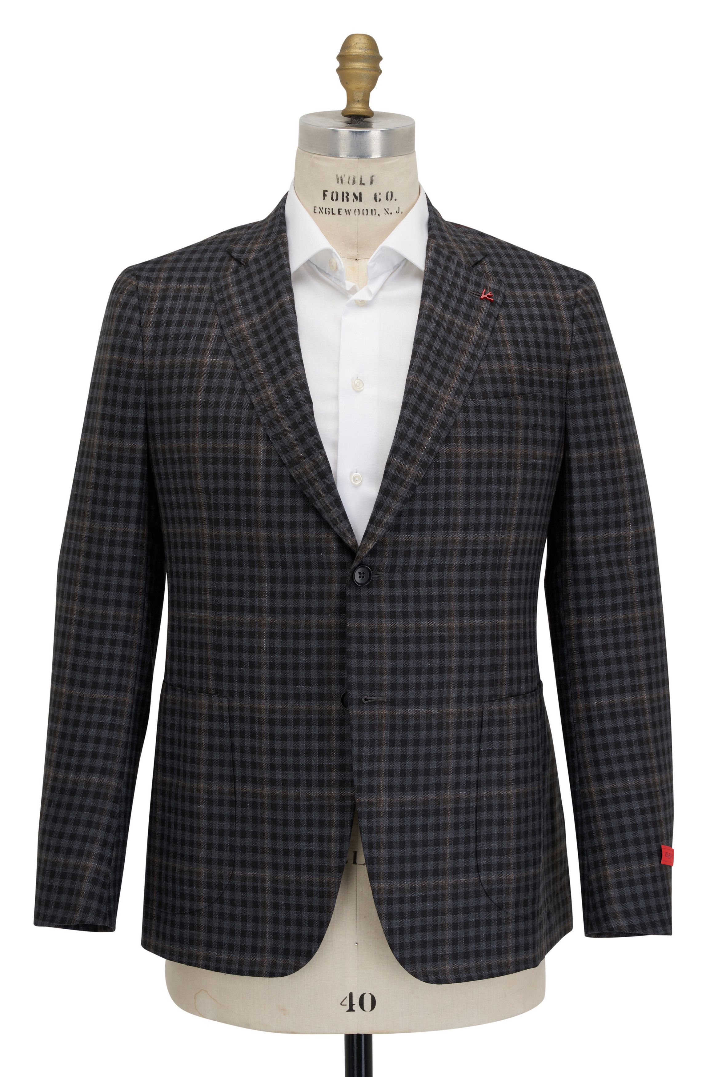 Isaia o1mtch0225 Check Sportcoat in Medium Grey Size US L / EU 52-54 / 3 - 1 Thumbnail