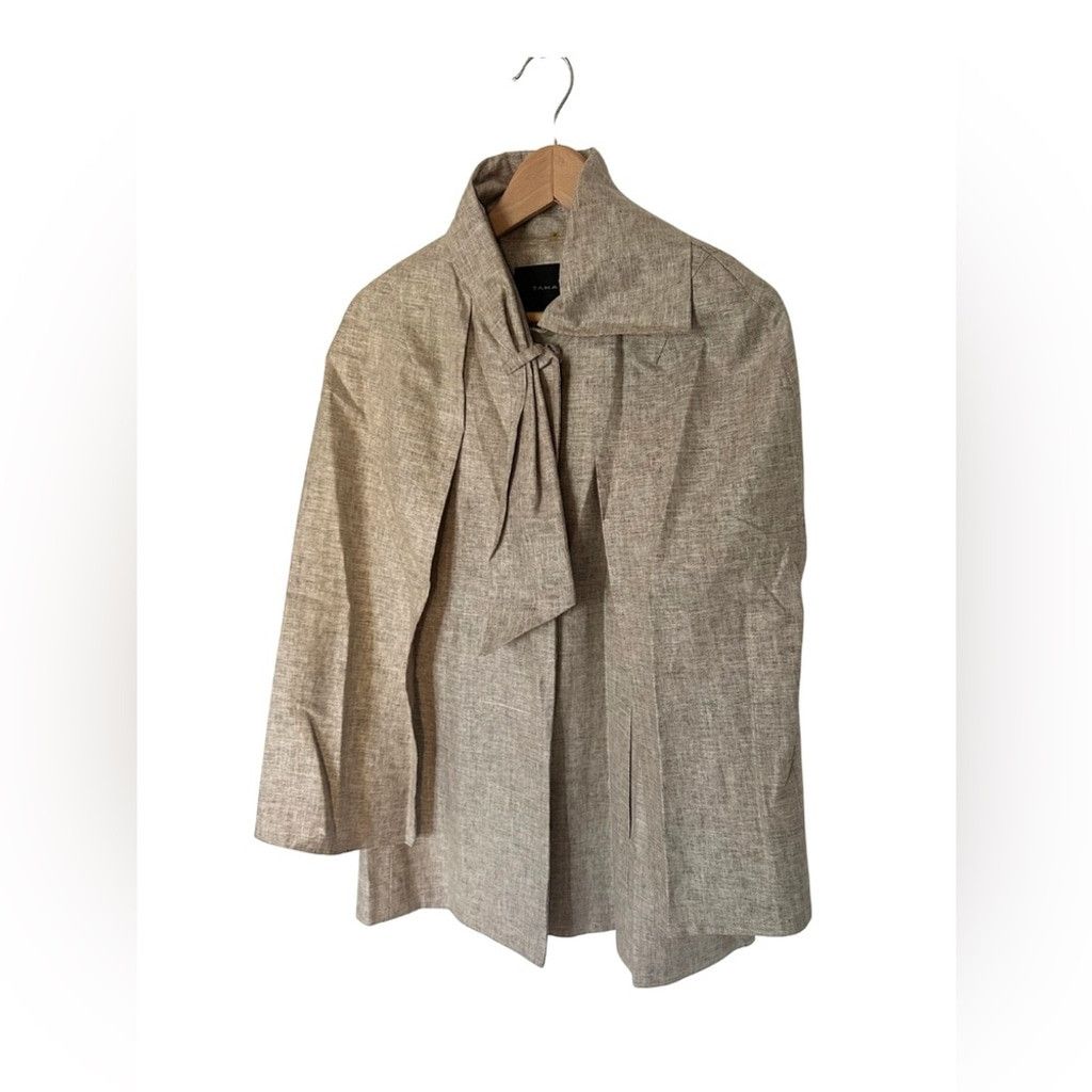 Elie Tahari Tahari Neutral 'Belle' Bow Detail Cape Jacket Coat Size S / US 4 / IT 40 - 3 Thumbnail