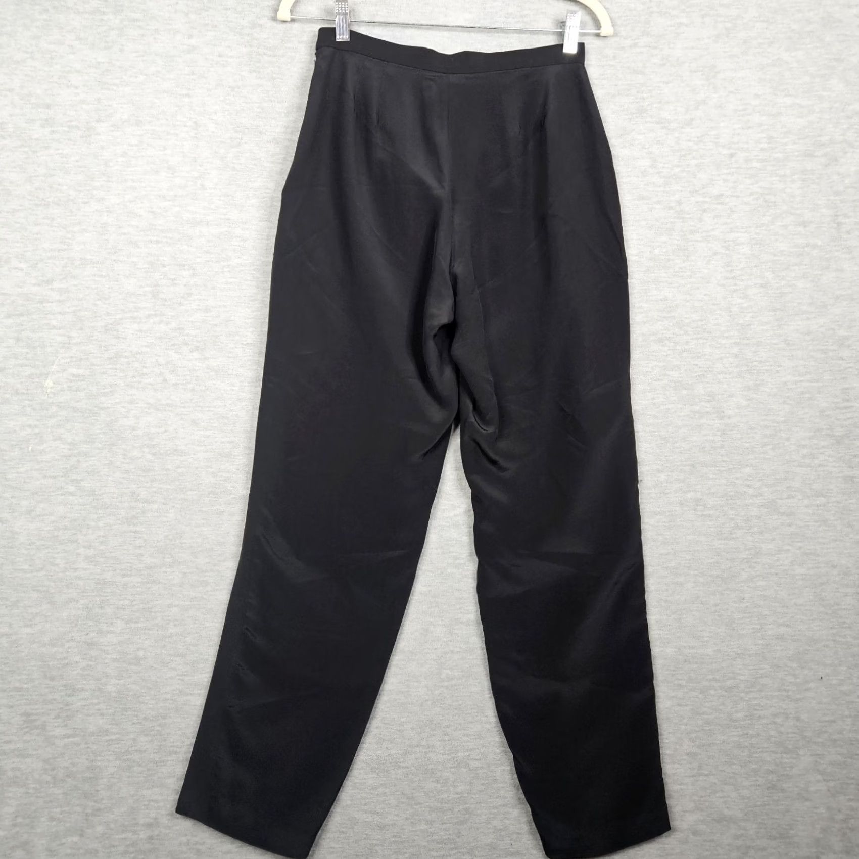 Vintage GANTOS Black 100% Silk Side Zipper Lining Pants Women's Size 8P Petite Size 30" / US 8 / IT 44 - 2 Thumbnail